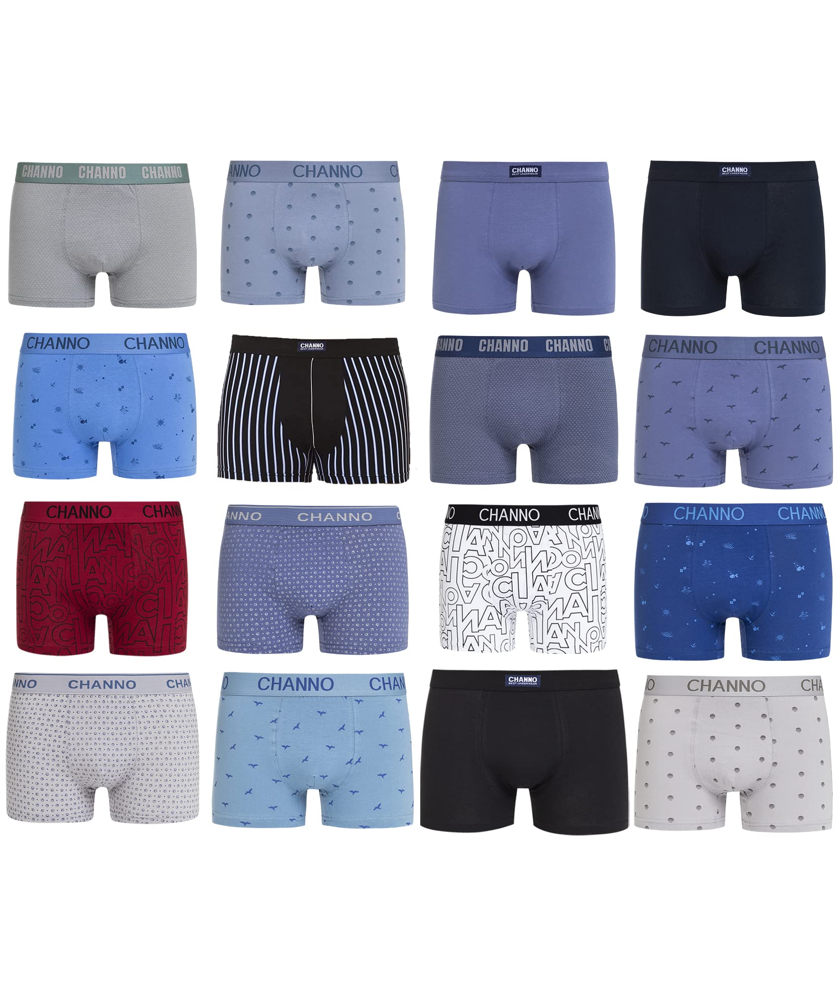 Channo Boxer Aderenti Classici in Cotone, Colori Solidi, Comodi e Morbidi. Collezione Uomo