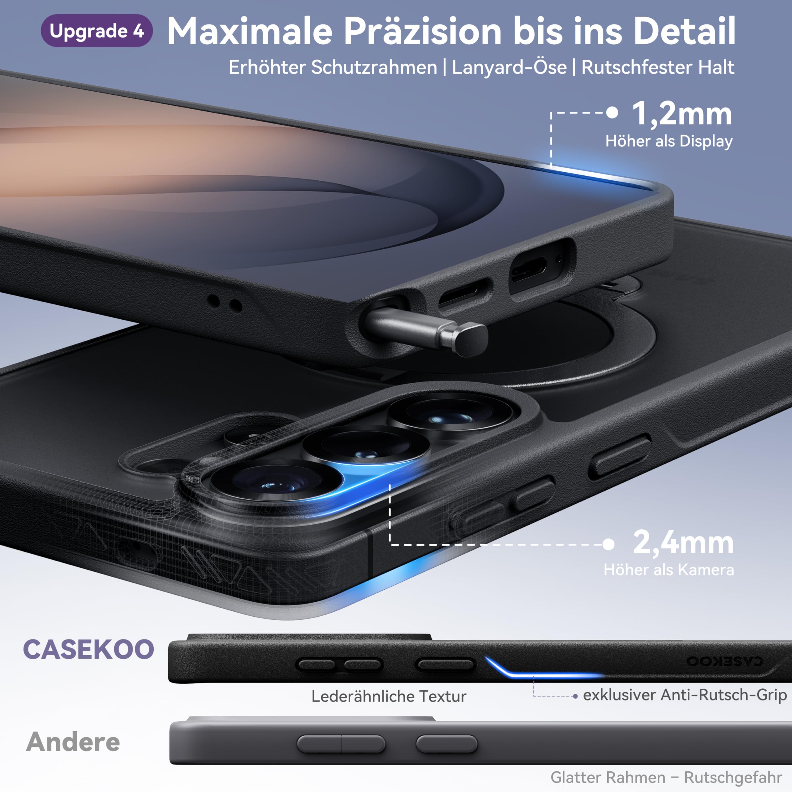 CASEKOO Offizielles Schwarz für Samsung Galaxy S26 Ultra Hülle, 6,9 Zoll