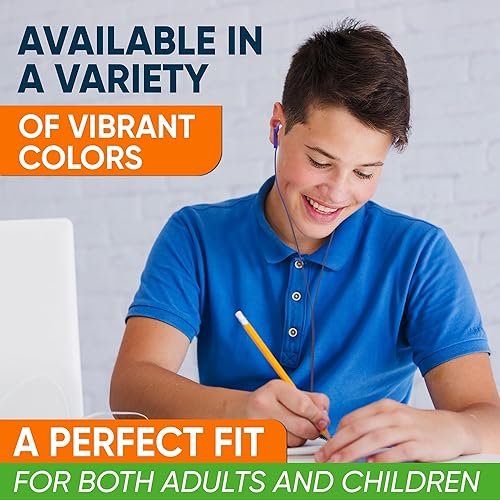 Miniatura 6 de Paquete de 10 auriculares con cable multicolor para niños, empaquetados individualmente, auriculares desechables, ideales para estudiantes en