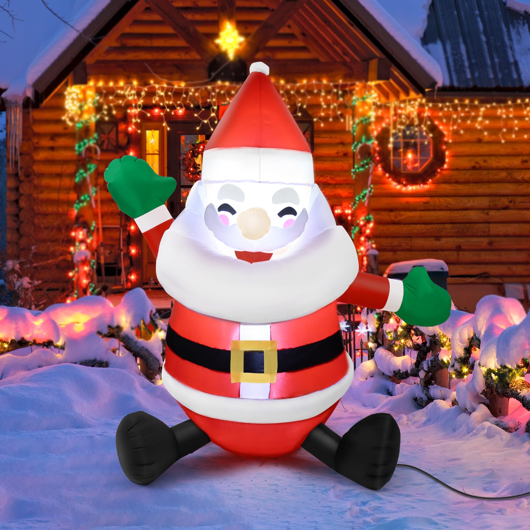 Micvtve Christmas Inflatable Santa, Outdoor/Indoor Large Outdoor Christmas Decorations, Built-in LED Lights, Blow Up for Xmas Garden Lawn Holiday Party (4ft/120cm)