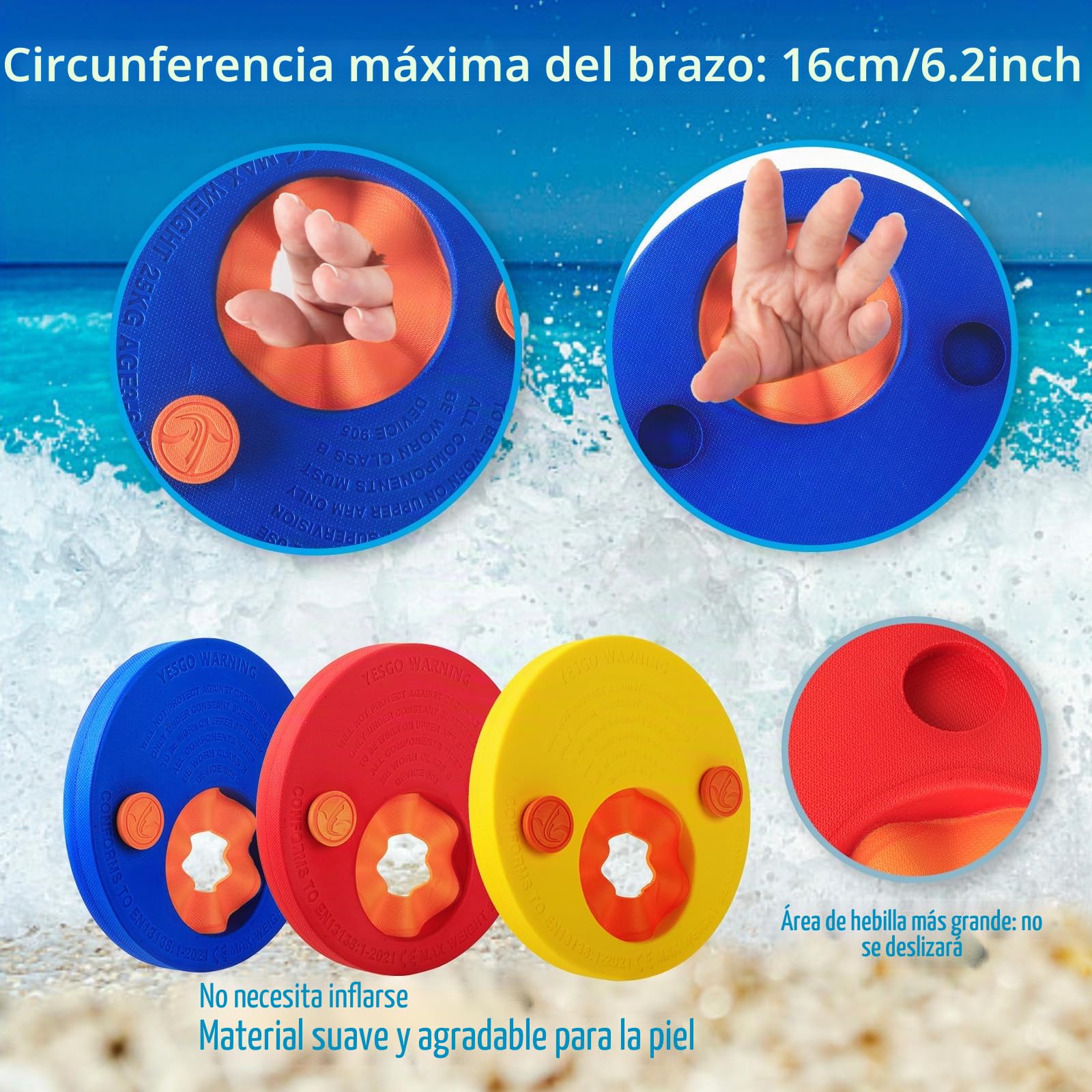 6 Pcs Manguitos Piscina y Bolsa de Almacenamiento- Discos Natación, Manguitos Niño-Discos Flotadores Niños Manguitos Evolutivos Flotador Bebe Natación de Infantil de Piscina para Entrenamiento