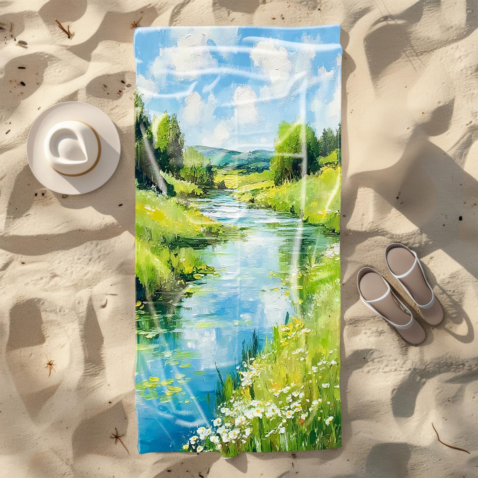 Beach Towel 80x160 Blue River Microfibre Quick Dry Towel for girls,Pool Swimming Travel Towels,Sand-Resistant, Absorbent, Lightweight