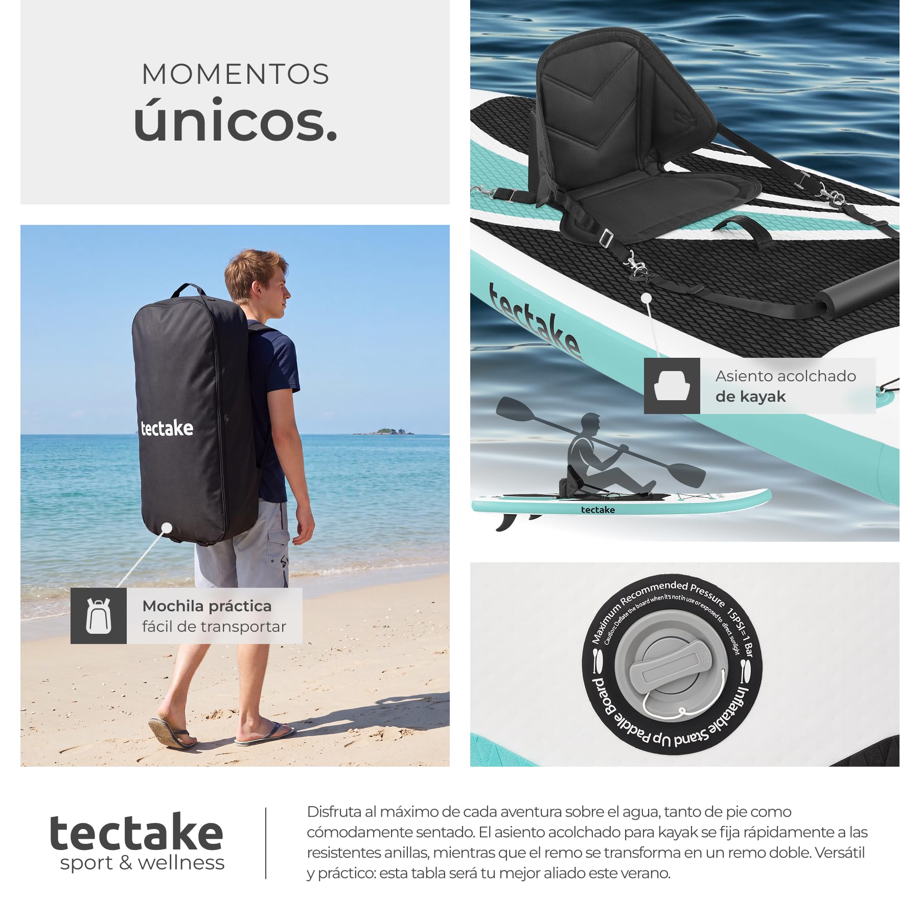 tectake® Tabla Sup Hinchable Kayak Convertible