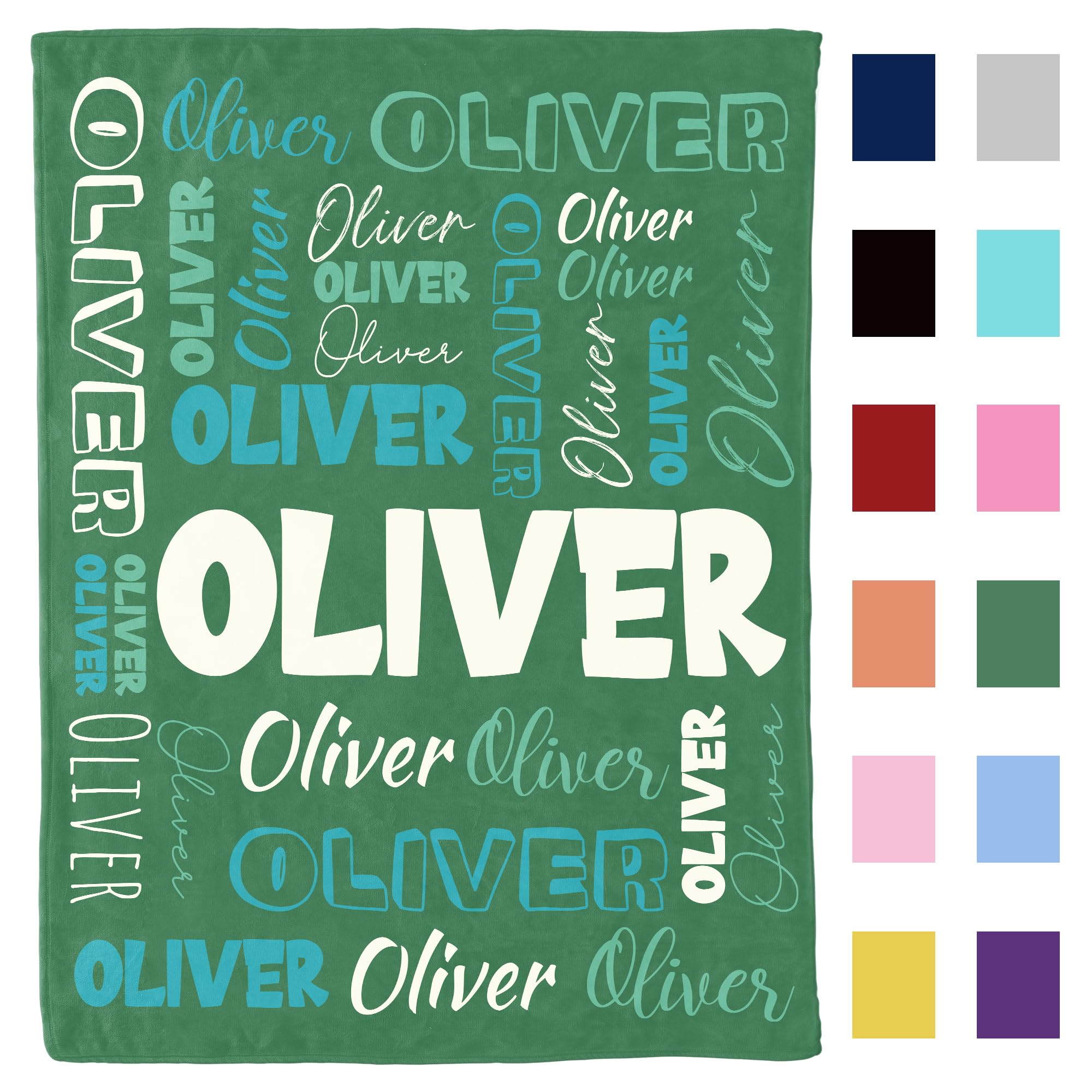 GifXify Personalized Baby Blanket - Custom Blanket with Name - Soft and Cozy Baby Name Blanket - Perfect Customized Baby Blanket for Newborns and Kids (Dark Green)