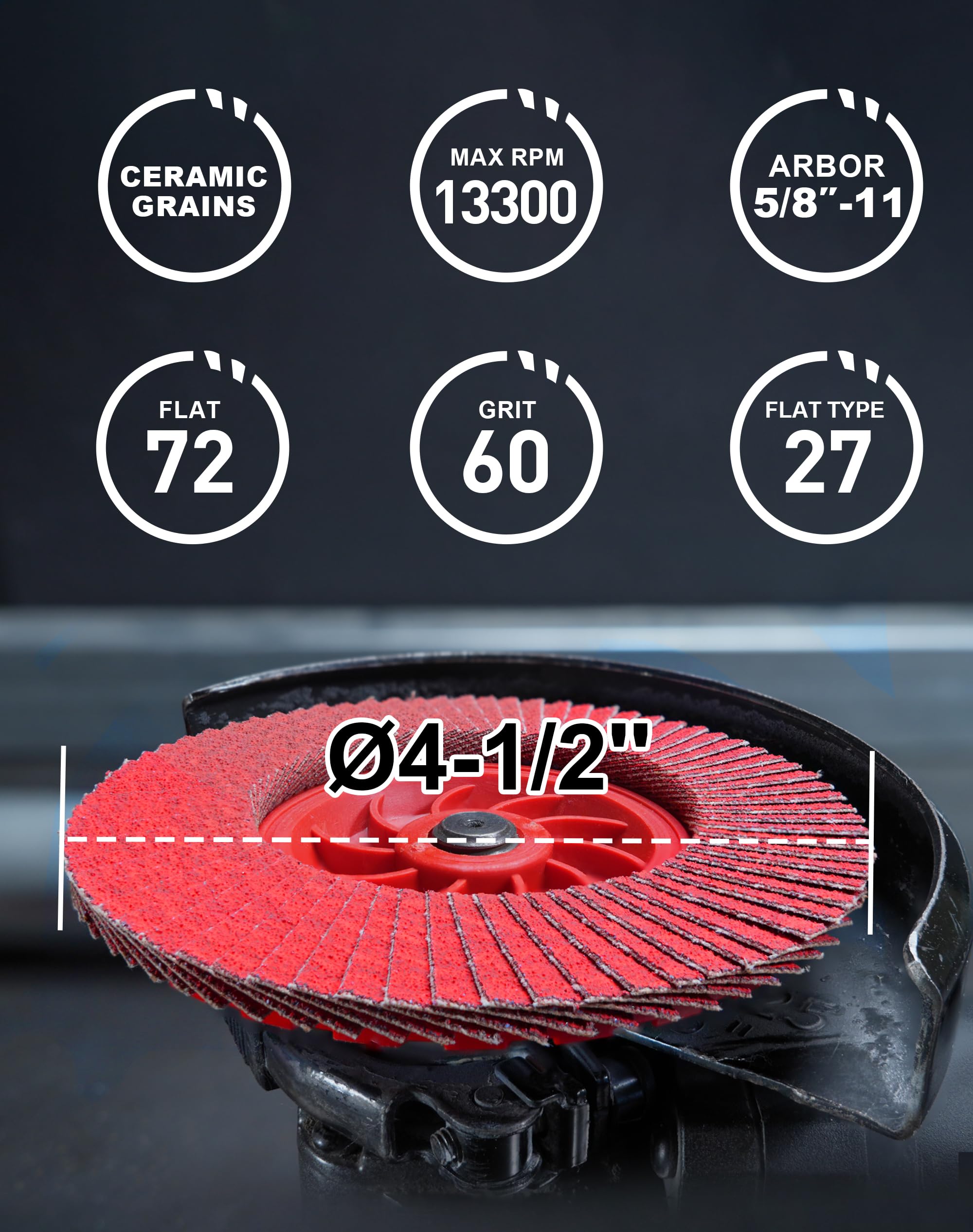 Ceramic Flap Discs - 5 Pack, 60 Grit -2 Ceramic Flap Discs - 5 Pack, 60 Grit -2