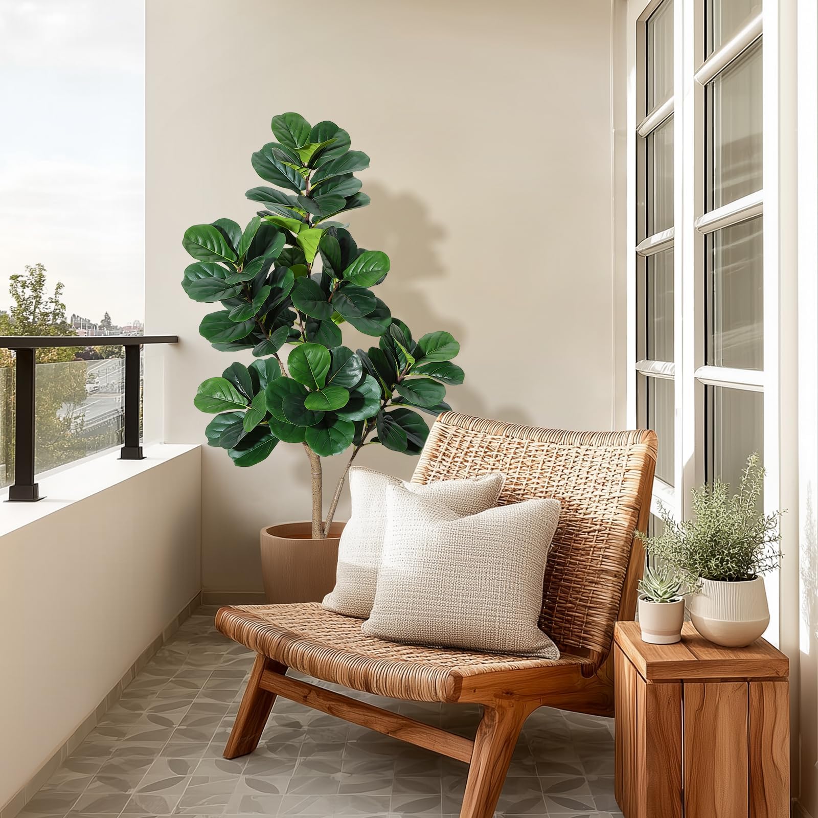 Amazon.de: Kunstpflanze Geigenfeige 150cm, Mit 77 Blttern & Natrlichem  Stamm Im Weien Blumentopf Mit Kieseln, Ficus Lyrata Kunstpflanze Gro Wie  Echt Fr Wohnzimmer Bro Eingangsbereich Deko, Einfache Montage