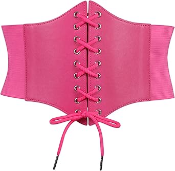 SANSTHS Wide Corset Belt for Women Lace-up Renaissance Corset Hight Waist Elastic Belt for Halloween Costume Parties