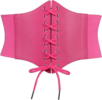 SANSTHS Wide Corset Belt for Women Lace-up Renaissance Corset Hight Waist Elastic Belt for Halloween Costume Parties