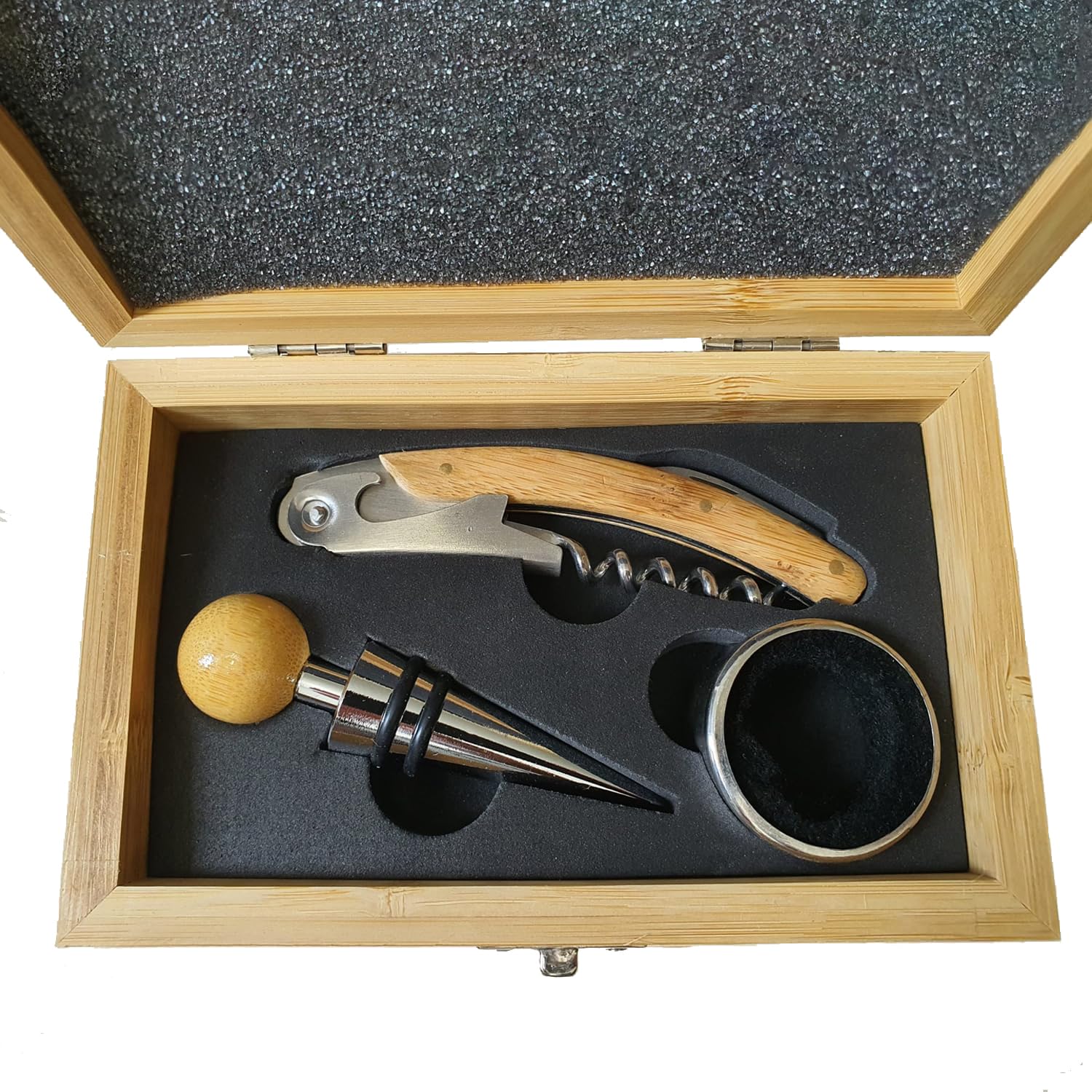 Set Da Vino Personalizzato In Legno - 3 Accessori Con Incisione - Idea Regalo Per Sommelier, Made In Italy - Foto 3