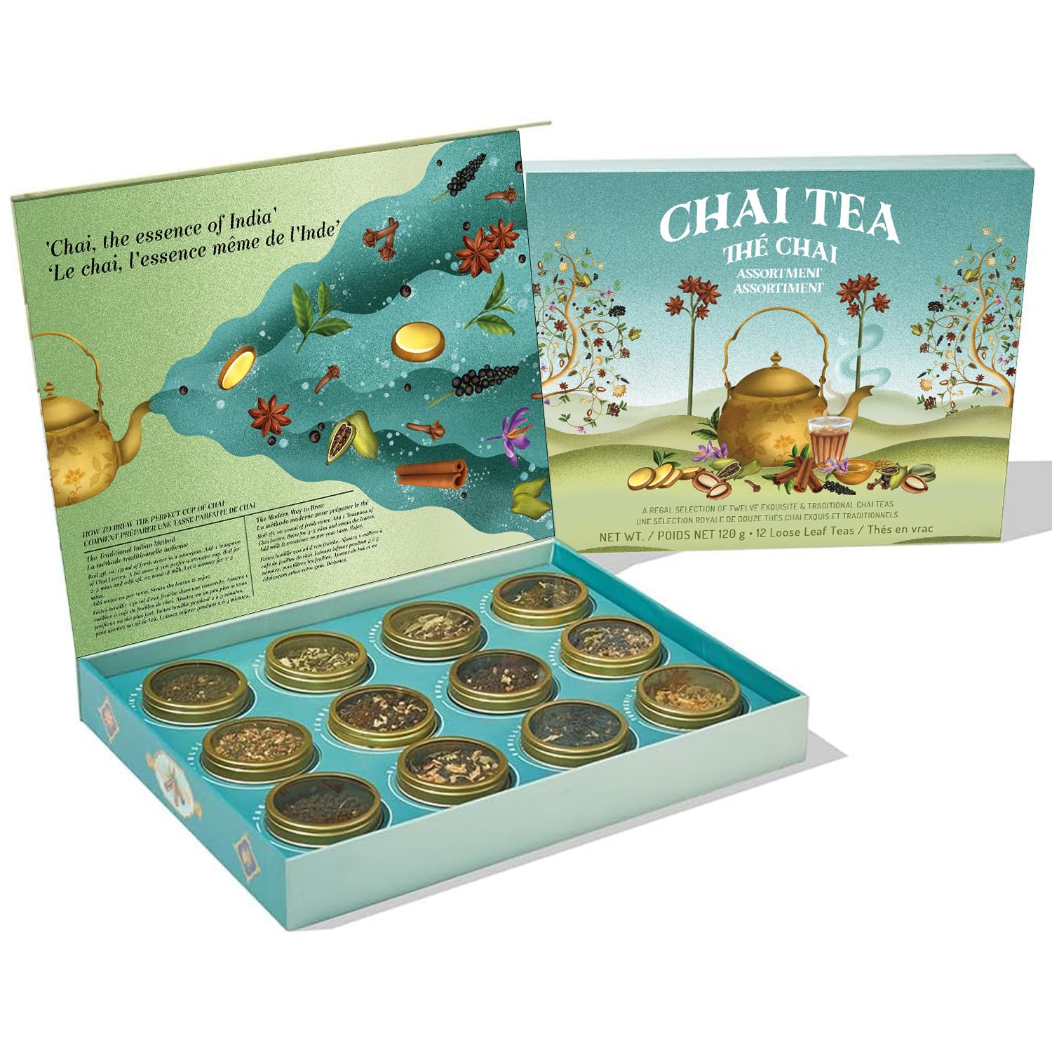 VAHDAM, Chai Tea Gift Set (12 varieties) Chai Loose Leaf Tea in Tin Caddy Gift Box | Exotic Chai Tea Blends | Gluten Free, Non GMO | Gifts for Men and Women | Gifts for Him/Her - 1