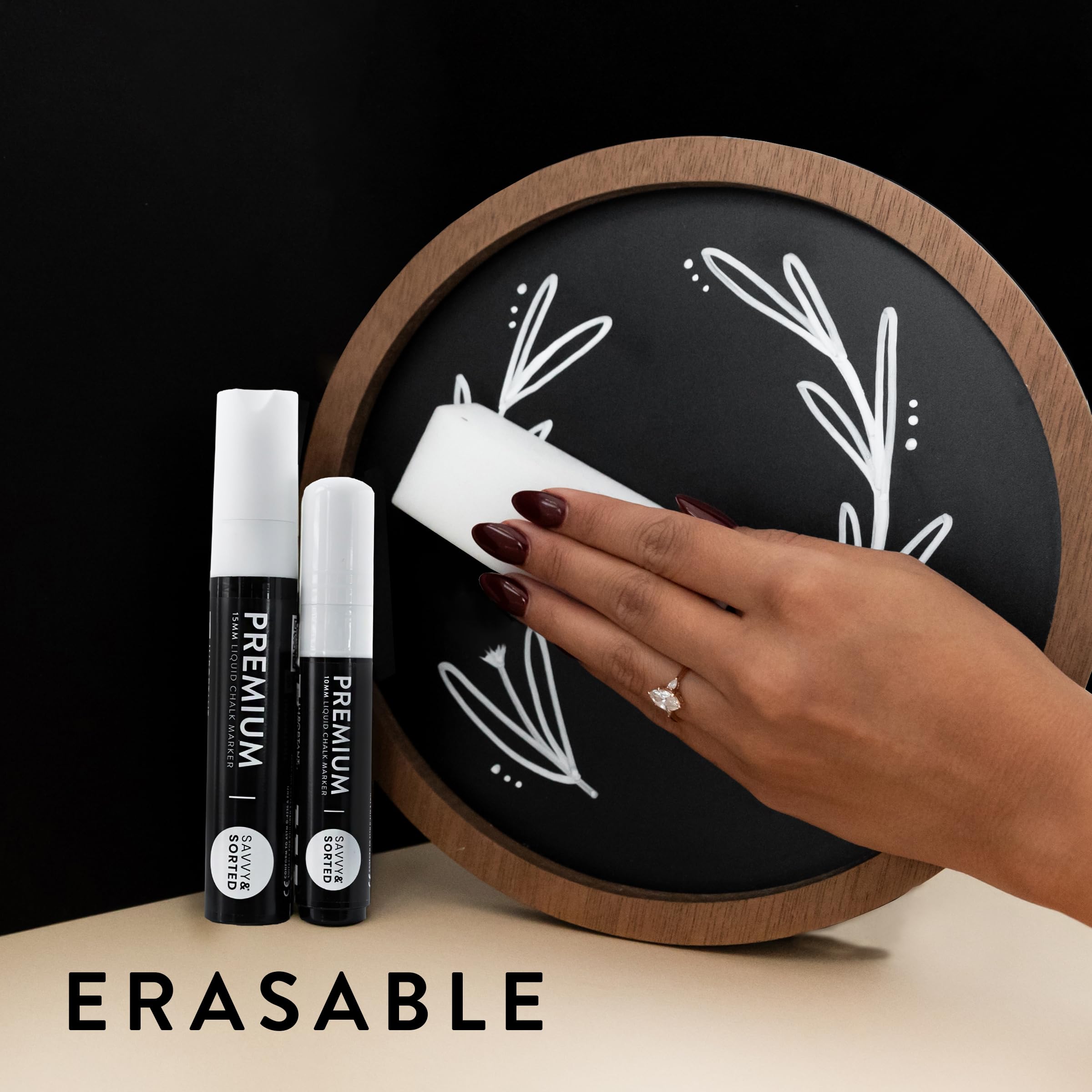 Große weiße abwischbare Kreidemarker, 2 Stück – 10 mm und 15 mm breite Spitze – dicke Kreidetafel-Marker für Kreidetafeln – helle Tinte, leicht zu löschen – perfekt für Bistro-Kreidekunst oder Tafel
