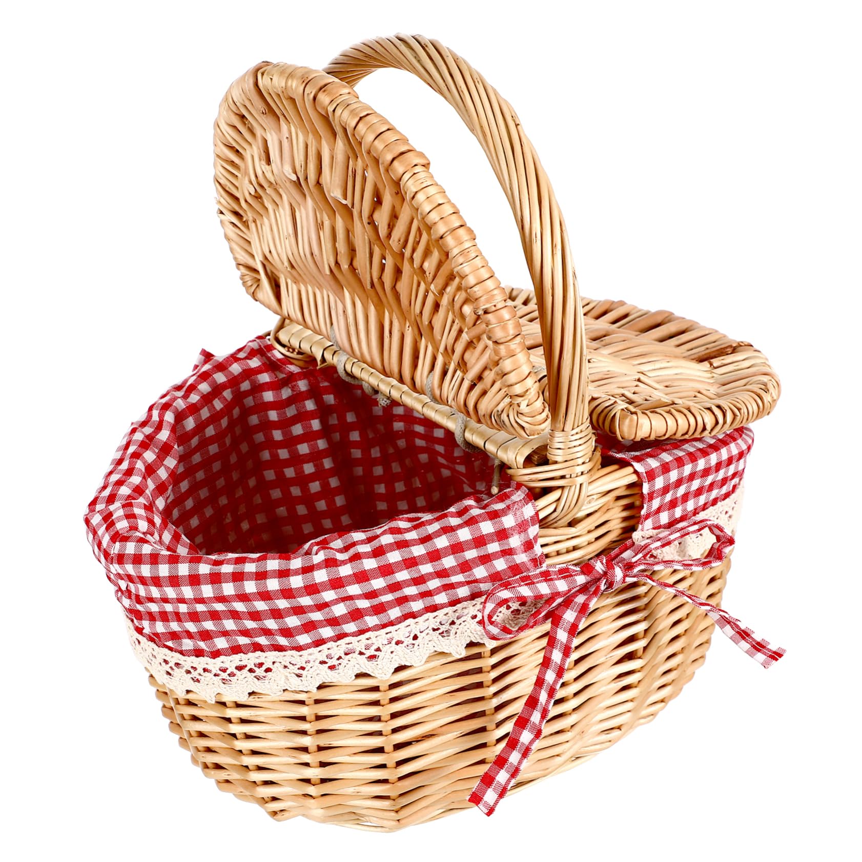 Garneck Picknickkorb Aus Rattan Kleiner Weidenkorb Rotkäppchen-picknickkorb Weidenkorb Mit Griff Osterkorb Deckel Aufbewahrungskörbe Aus Korbgeflecht Isolierter