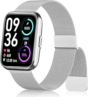 Meliya Band for Amazfit Bip 6 / Bip 5 Smart Watch Bands Women Men, 22mm Stainless Steel Metal Replacement Bands for Amazfi...