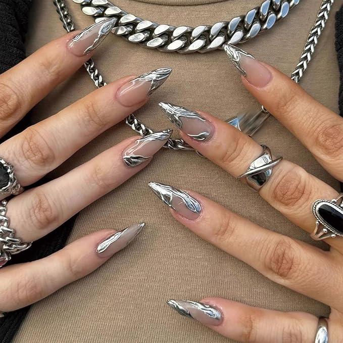Y2K Goth Nails: 🖤 Stiletto Press-on Nails