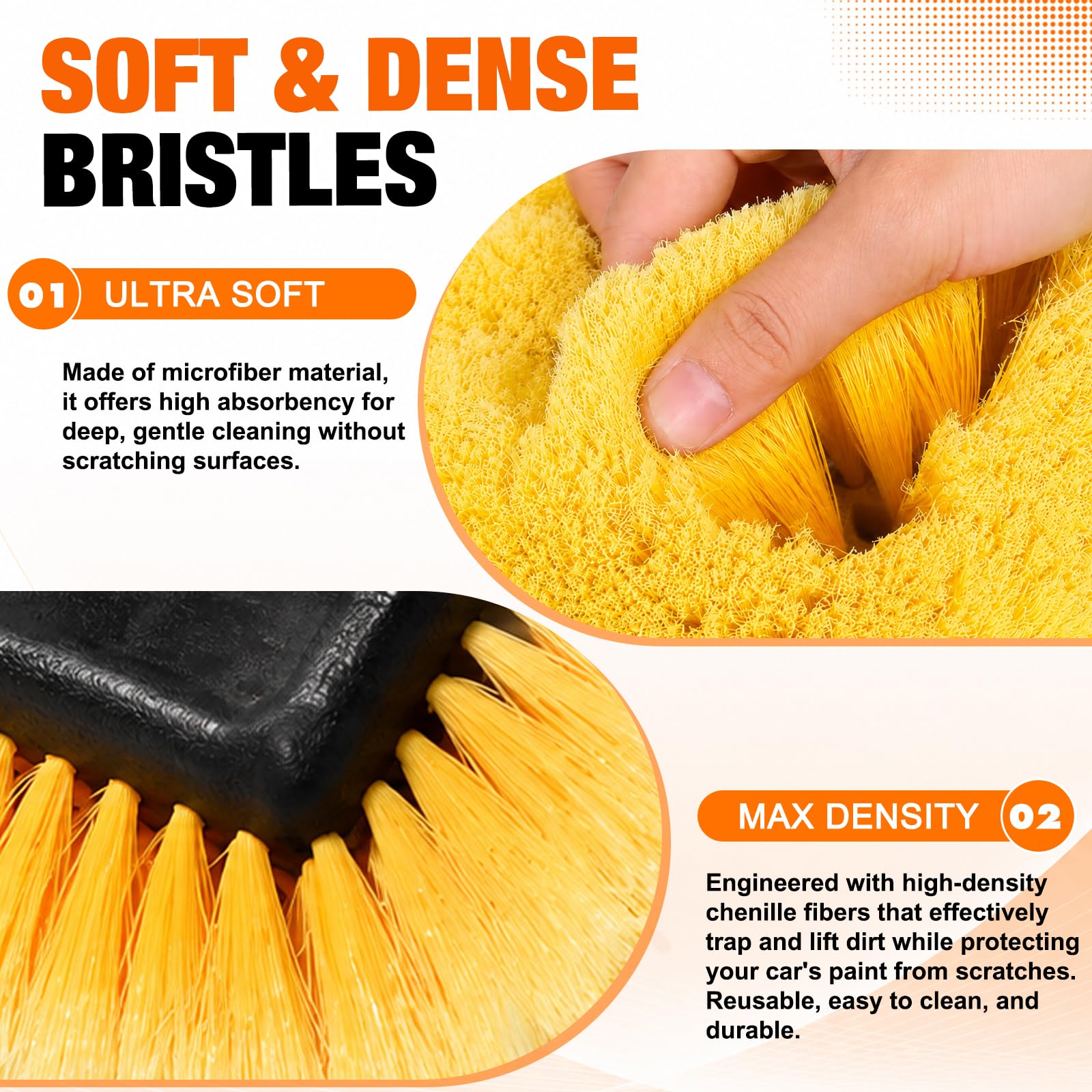 LAANPOLE Cepillo de lavado de coches, cerdas suaves de 30 cm, cepillo de lavado para caravanas, camiones, barcos