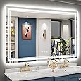 ISKM LED Mirror for Bathroom Lighted Vanity Mirror for Wall Front Lights + Backlit LED Bathroom Mirror Anti-Fog Tempered Glass ETL Listed (Front and Backlit, 60'' x 40'')
