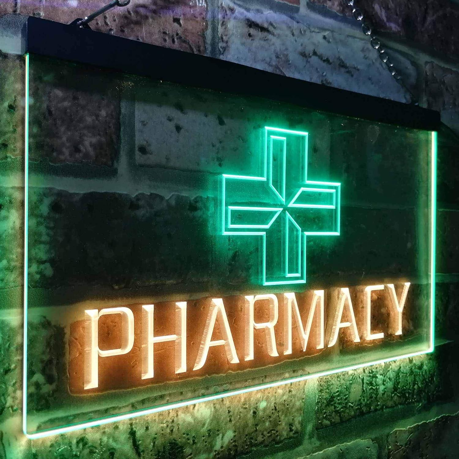 ADVPRO Pharmacy Cross Dual Color LED Neon Sign Green & Yellow 24" x 16" st6s64-i0151-gy