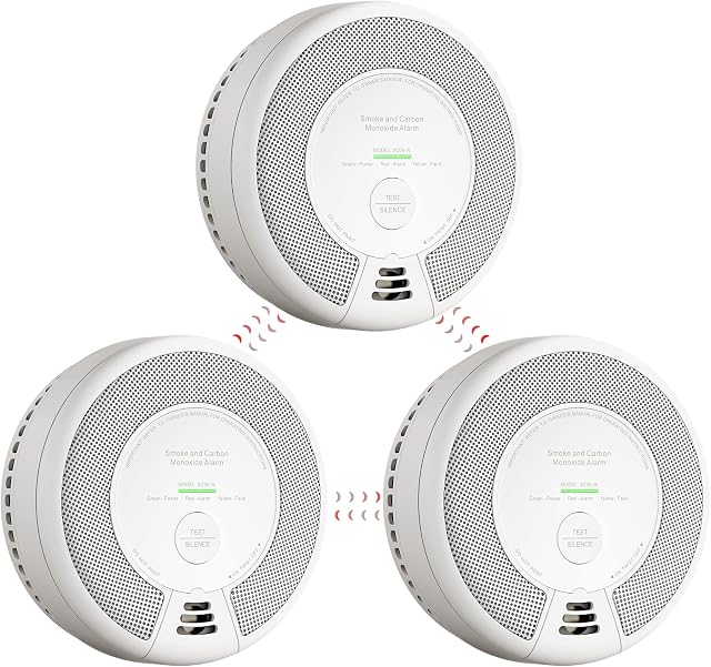X-Sense Wireless Interlinked Combination Smoke and Carbon Monoxide Alarm, 10-Year Battery Powered Interconnected Fire and CO Detector, SC06-W (RF Interconnected), Link+, 3-Pack