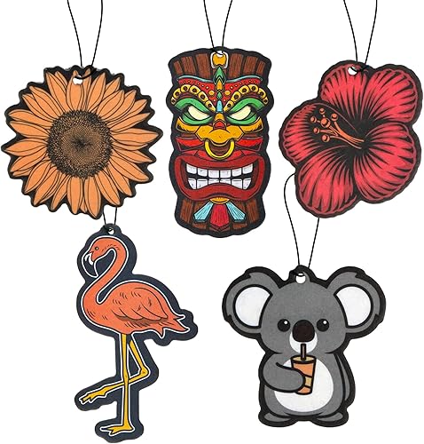 Ambientadores de coche Hawaiian Party perfumados con aceites esenciales, paquete de 5 (aromas mixtos)