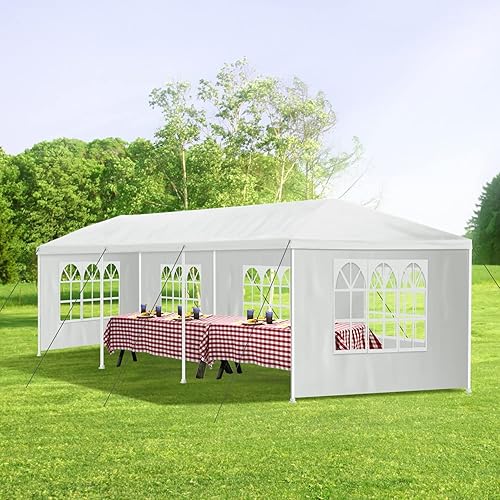 Miniatura 6 de Tienda de campaña con dosel, 10 x 30 pulgadas, para fiestas, bodas, toldo resistente con 5 paredes laterales extraíbles para patio trasero,