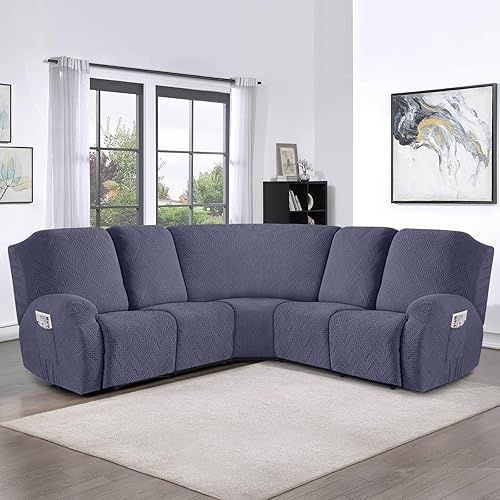 Miniatura 6 de Ruaozz Funda para silla reclinable sin brazos para sofá reclinable seccional en forma de L, funda elástica para asiento reclinable, funda de asiento