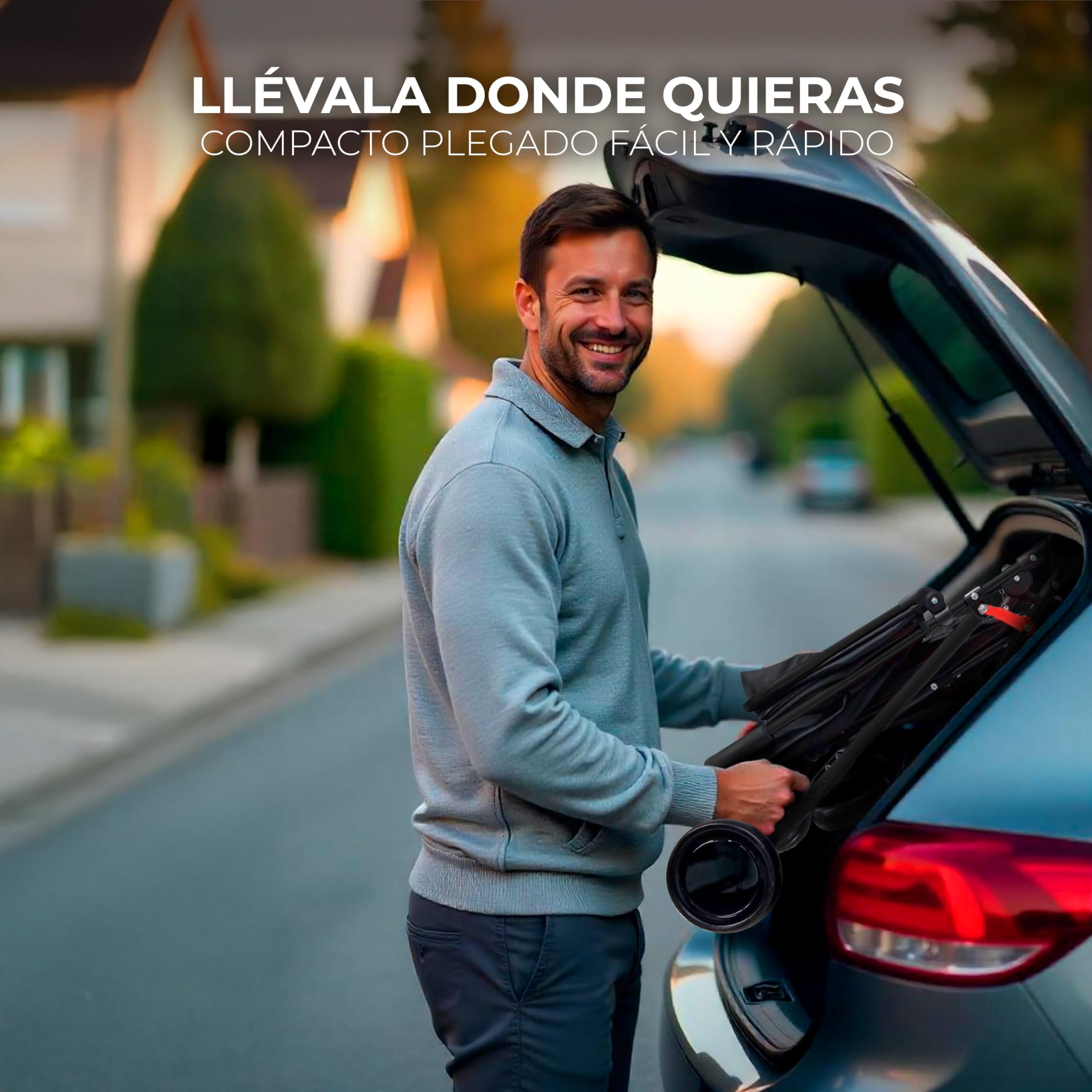 Silla de Paseo Ligera y Compacta para Bebé desde Nacimiento, Carrito Bebé Ultraligero 5,5 kg con Respaldo Reclinable, Capota Extensible, Arnés 5 Puntos y Suspensión – Asalvo NOVA Dorado