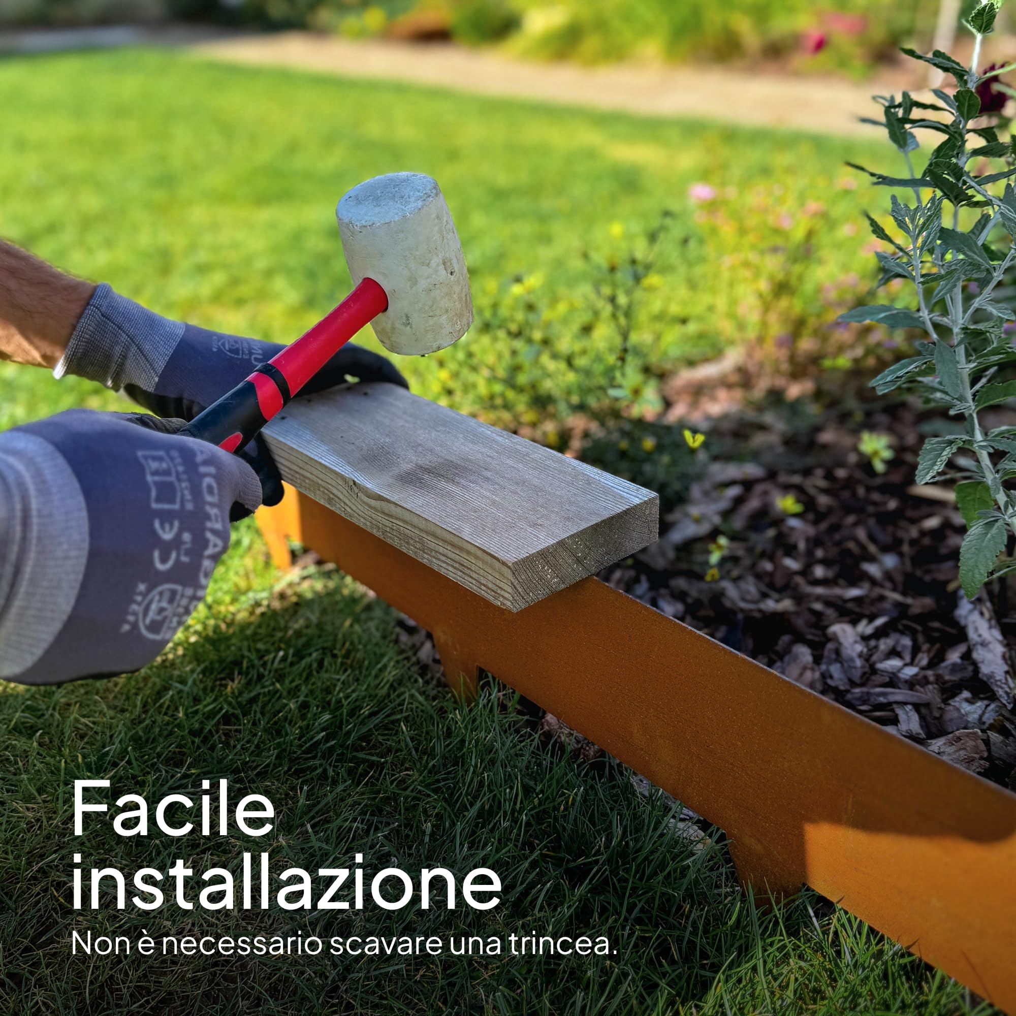 UNIGARDIA Bordura Corten per Giardino in Metallo per Prato 5 m - Bordatura Aiuole Giardino Alta 185 mm - Bordure per Aiuole Flessibile, Corten
