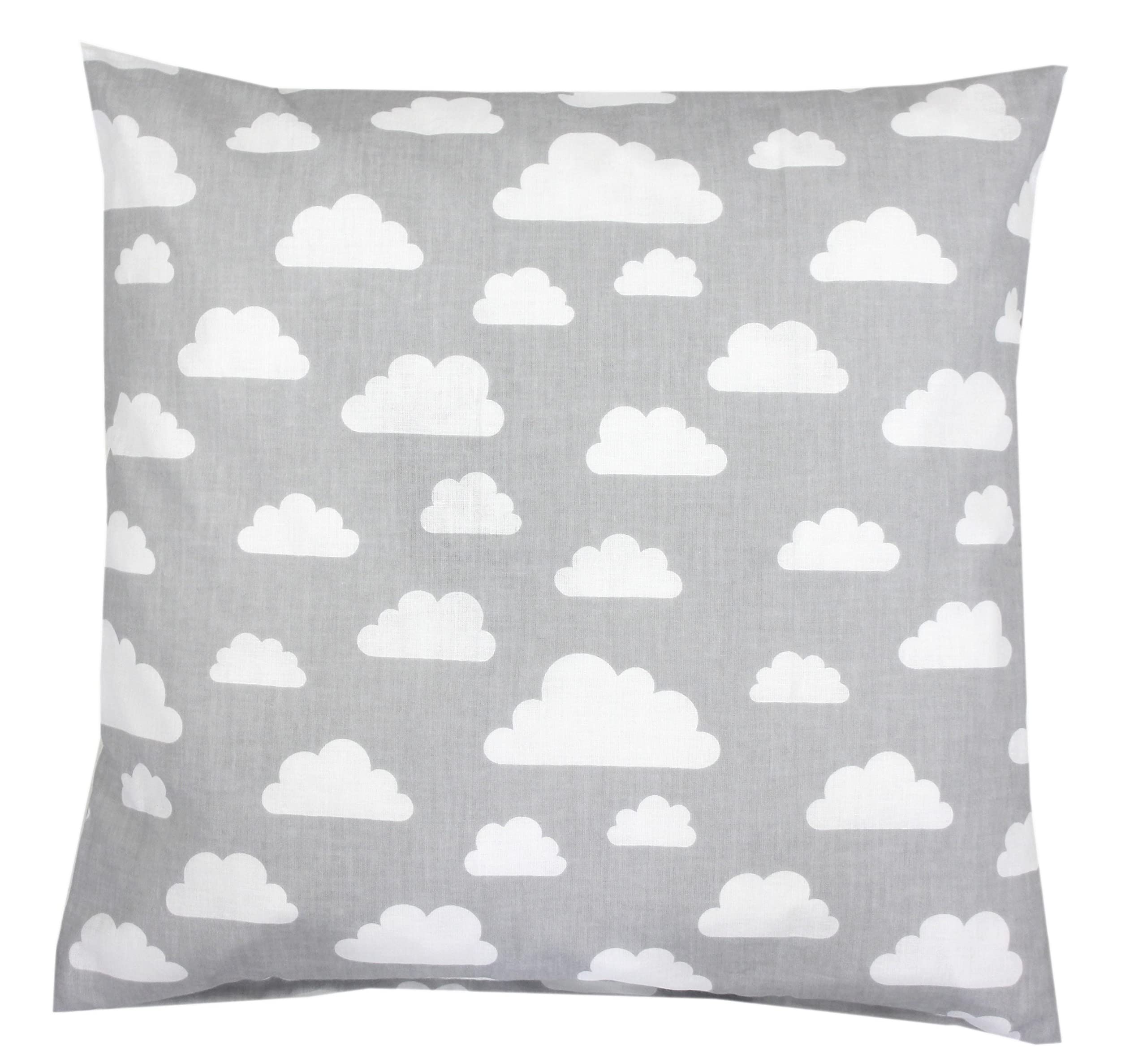 TupTam Children's Pillow Case with Decorative Patterns, Gray White Clouds, 80 x 80 cm
