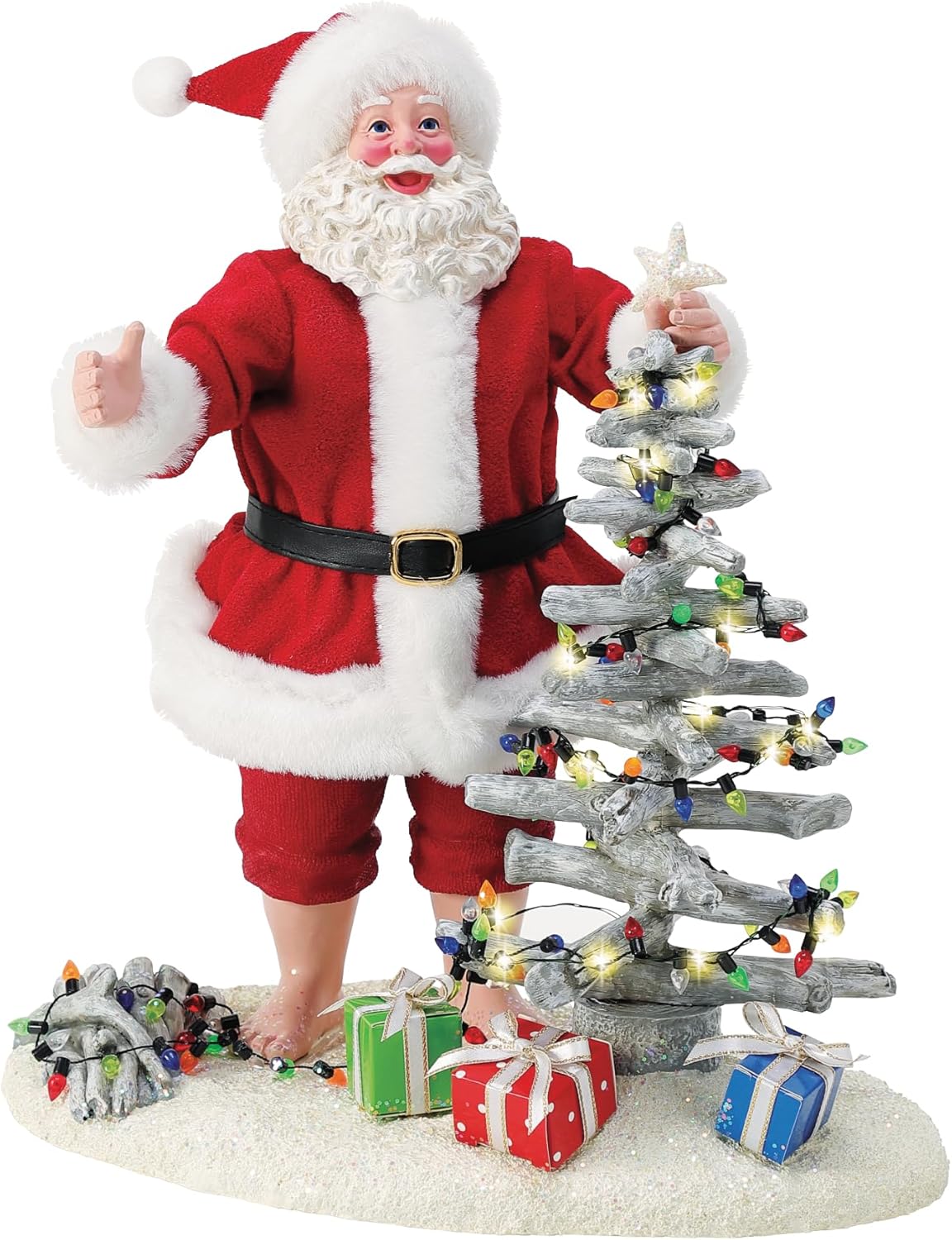 Department 56 Possible Dreams Santa by The Sea Driftwood Masterpiece Tree Lit Figurine, 10.5 Inch, Multicolor