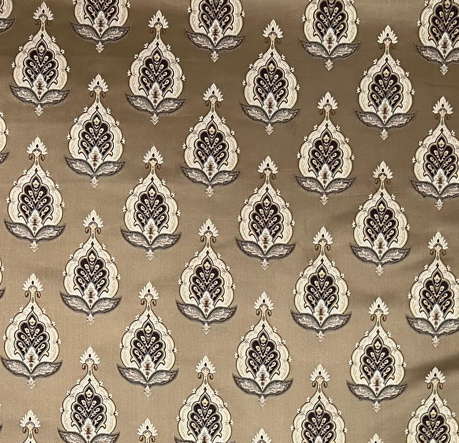 Luxurious Woven Jacquard Motif Design Heavy Furnishing Fabric for Upholstery, Dining Chairs, Window Treatments - Width 54 inches - Fabric by The Yard (Beige/Maroon)
