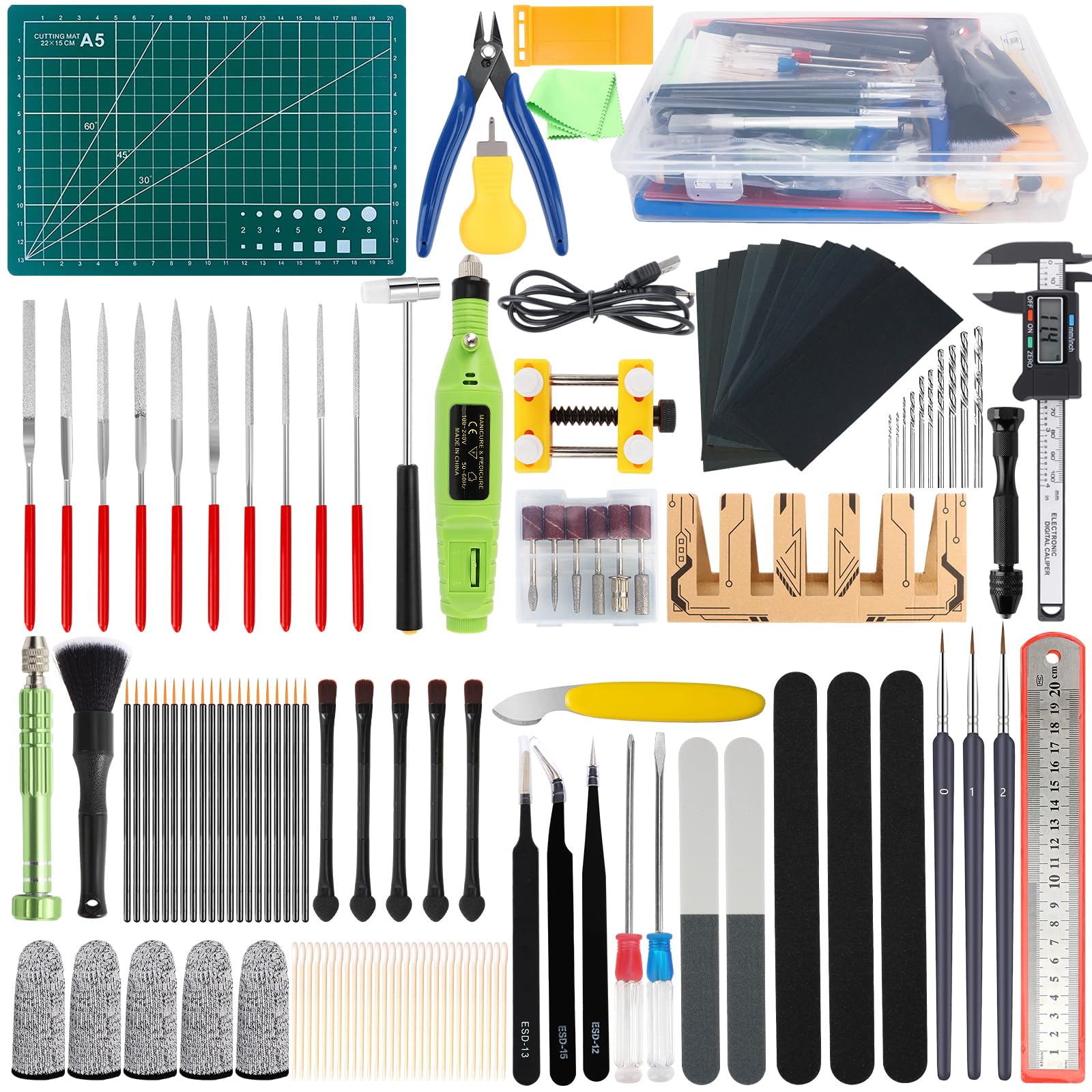200 Pieces Gundam Model Tools Kit,Hobby Building Tools Kit ,Hobby Craft Tools for Plastic Models & Miniatures, Model Building Set, for Gundam Car Model Building Repairing and Fixing