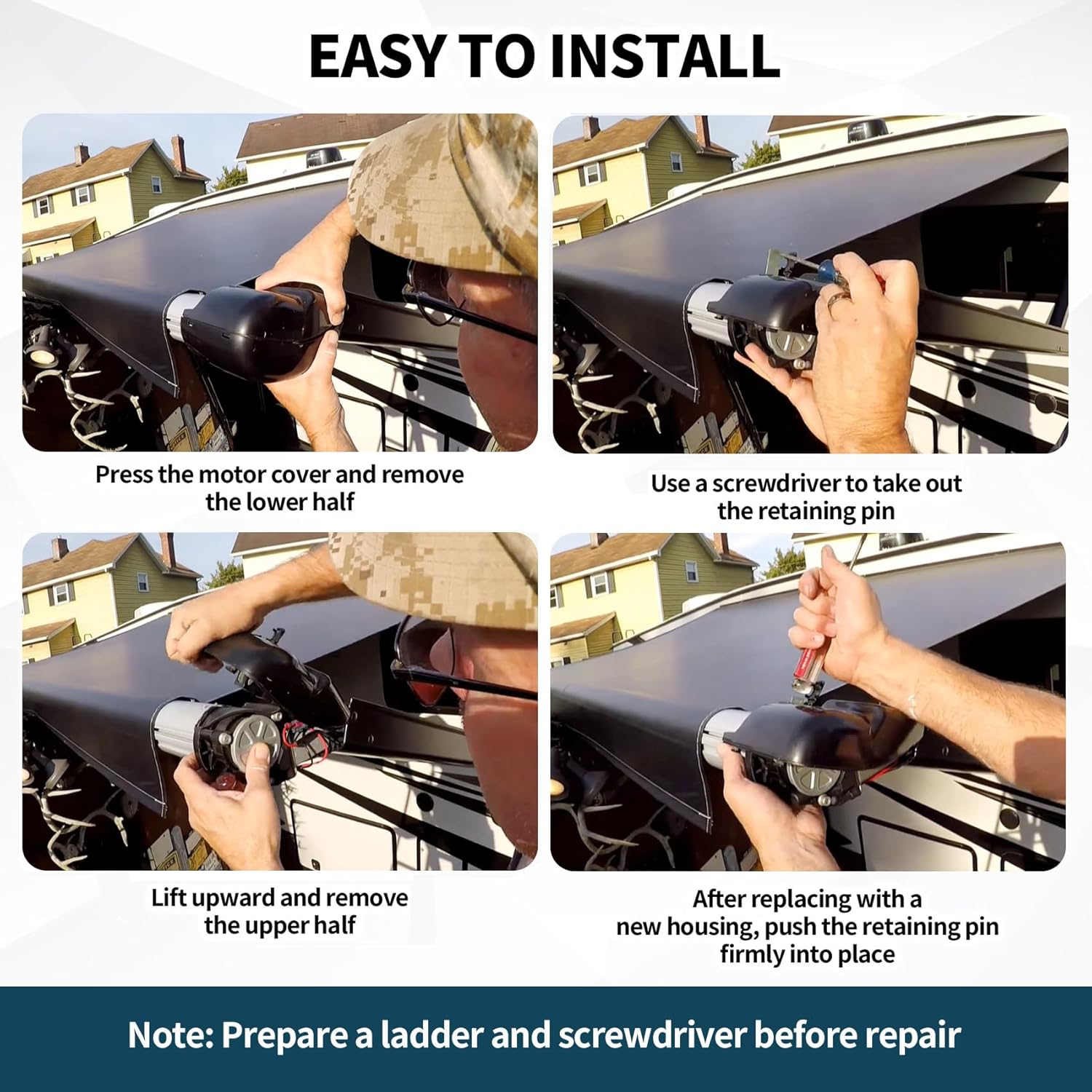 2 Pack RV Awning Motor & Idler Cover Kit R001931006 R001932006 Compatible with Carefree of Colorado Altitude/Compass TAJVAP 46JVAP, R001931-006 R001932-006 Awning End Cover Include L & R Side - Black