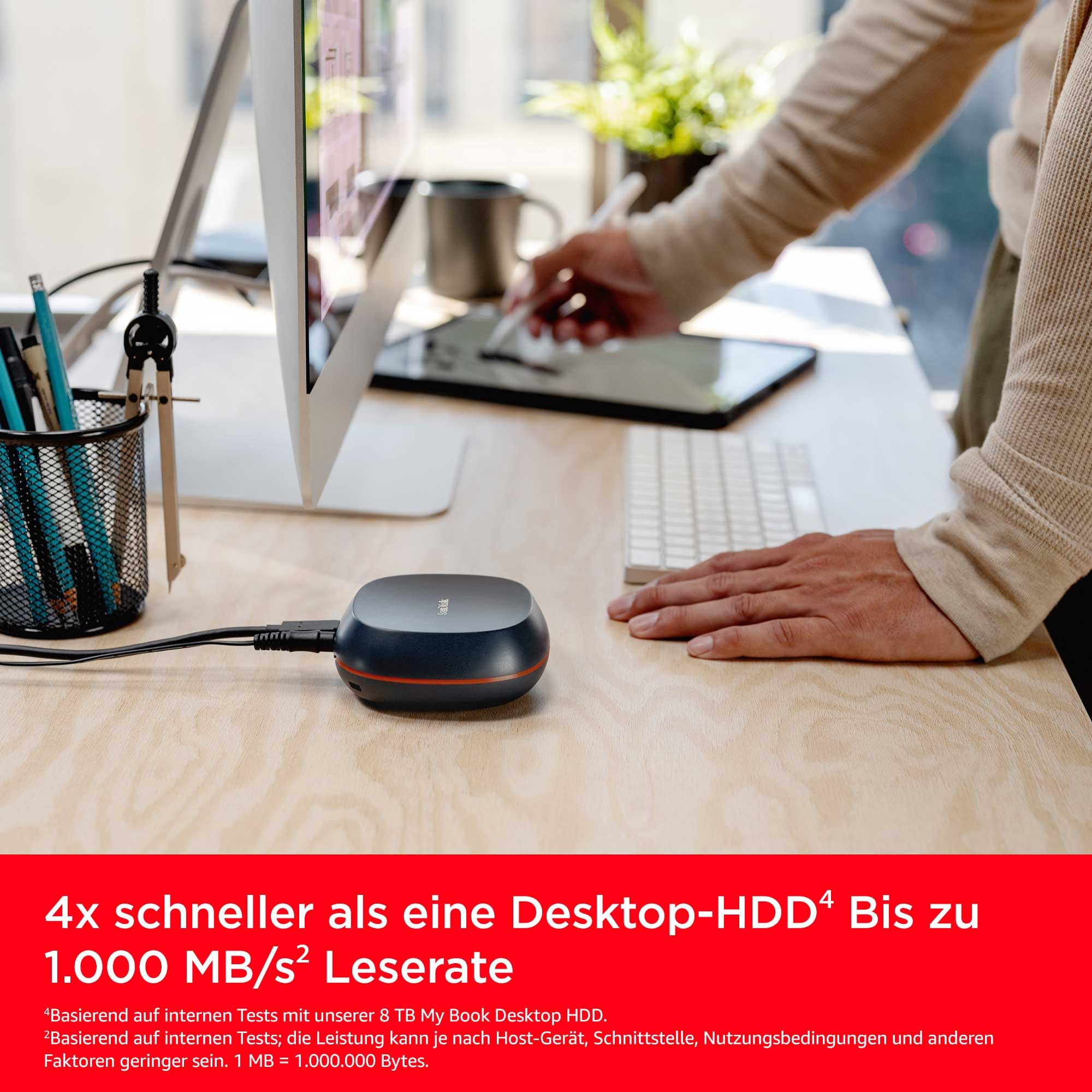SanDisk Desk Drive SSD 8 TB (kompatibel mit Windows-Computer oder Macs, Desktop-Datensicherung, SSD-Geschwindigkeit, Lesegeschwindigkeiten bis zu 1.000 MB/s, exFAT formatiert, automatische Backups)