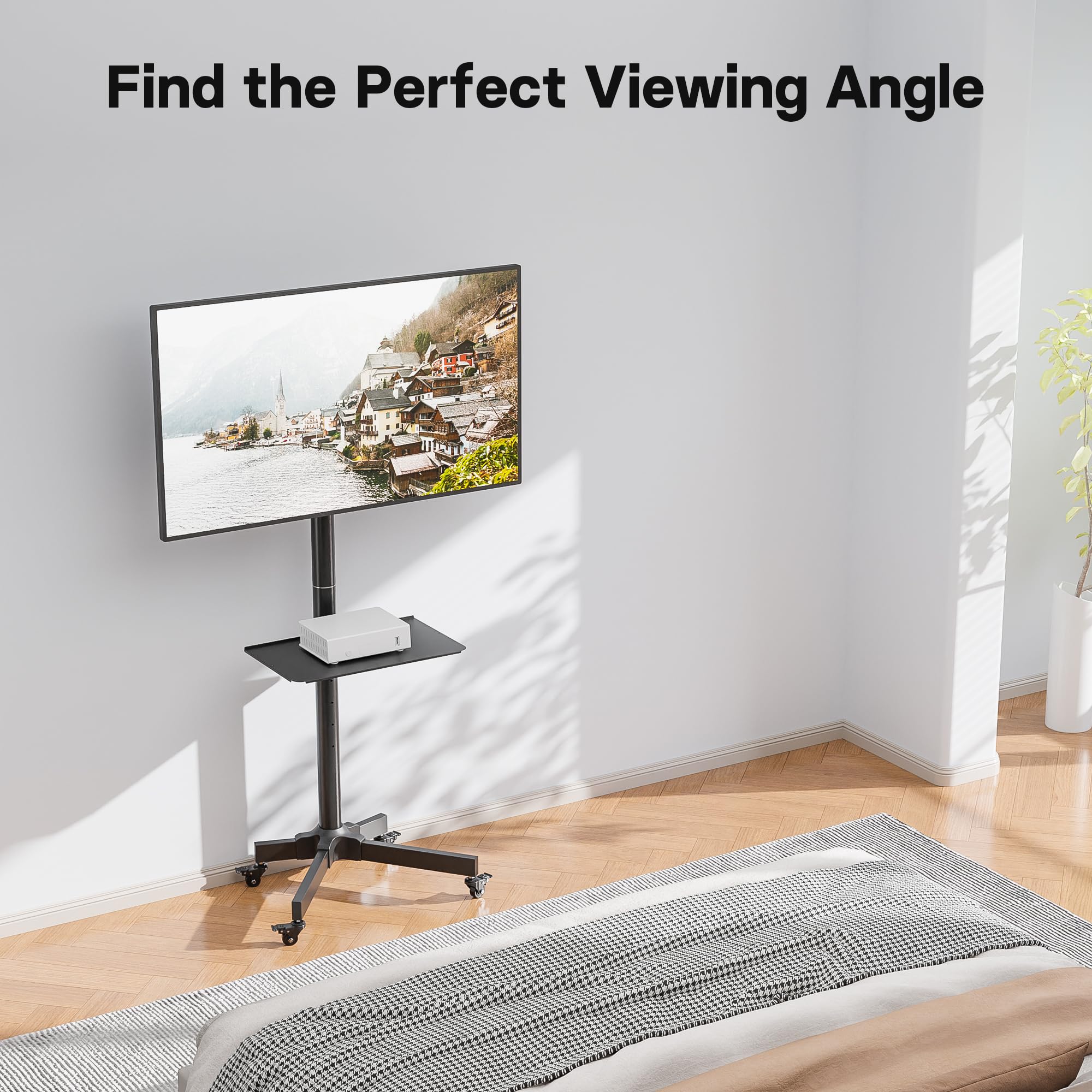 BONTEC Supporto TV da Pavimento per TV LCD/LED 23-60 Pollici, Carrello TV Mobile con Ruote, Altezza Regolabile, 40 kg, VESA 400x400 mm
