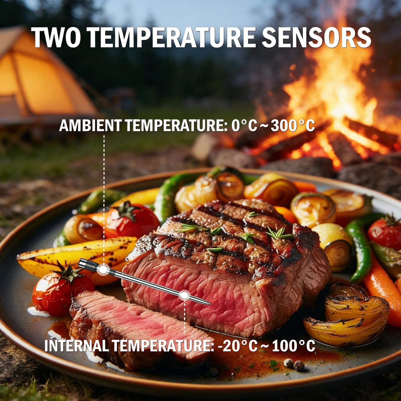 ANTELA Termómetro de Cocina Inteligente con Pantalla LCD AnfitriónLecturas Rápidas y PrecisasTermómetro de Carne Inalámbrico con Conexión APP