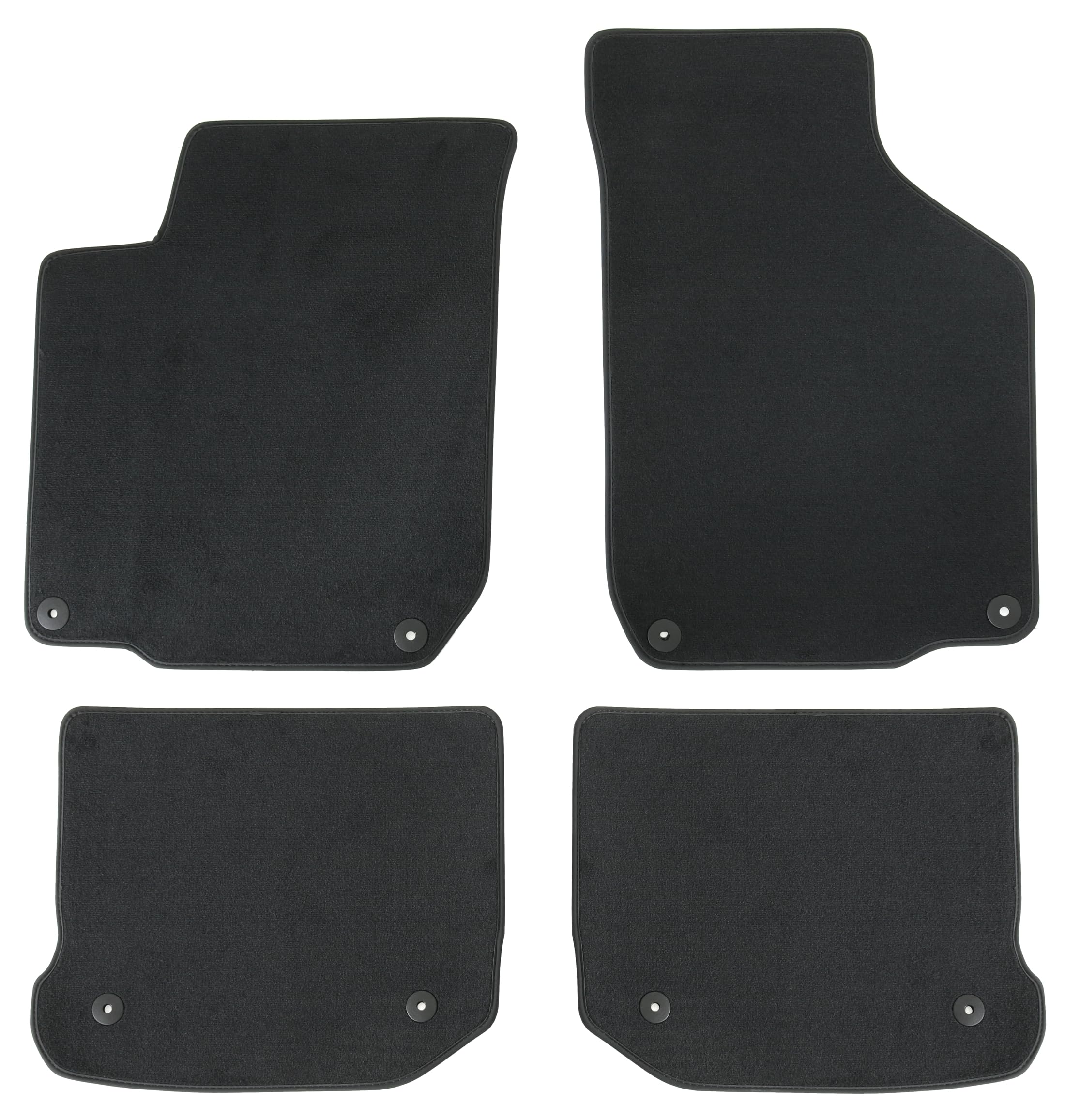 AD Tuning Velours Fußmatten für VW Golf 4 (06/2001-05/2003) | 4-teilig, 100 % passgenau, Schwarz, für runde Druckknopf – Befestigung