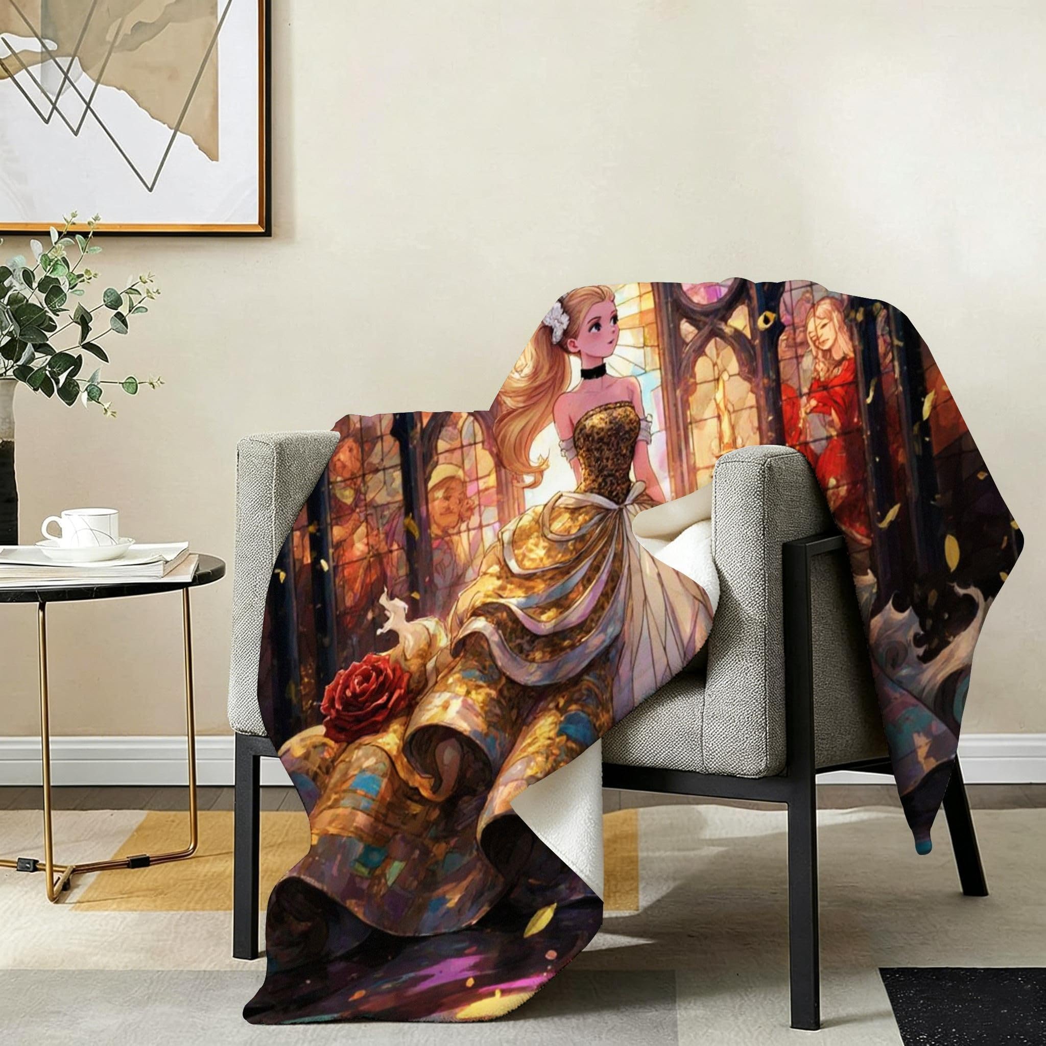 Coperta Pile Matrimoniale 240x260 cm Ragazza Gialla, Coperta XXL Super Morbida Multiuso Come Copriletto o Plaid da Salotto, Calda e Leggera, Protezione dal Freddo, AW7038