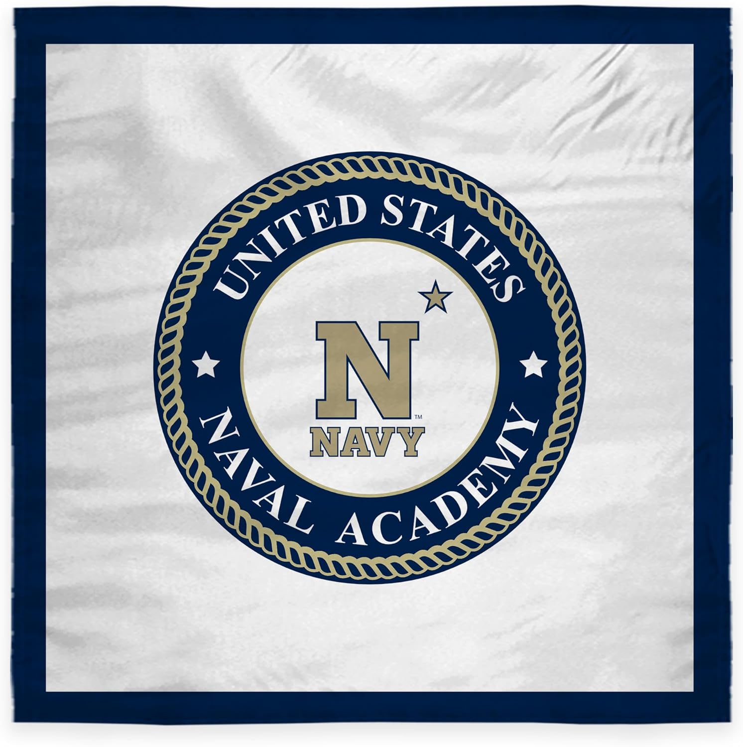 USNA Naval Academy Tablecover, 48in. Wide x 48in. Long, Gold-Blue Polyester, Party supplies, Navy Shipmen tablecloth for graduation, football tailgating, and birthday party decorations