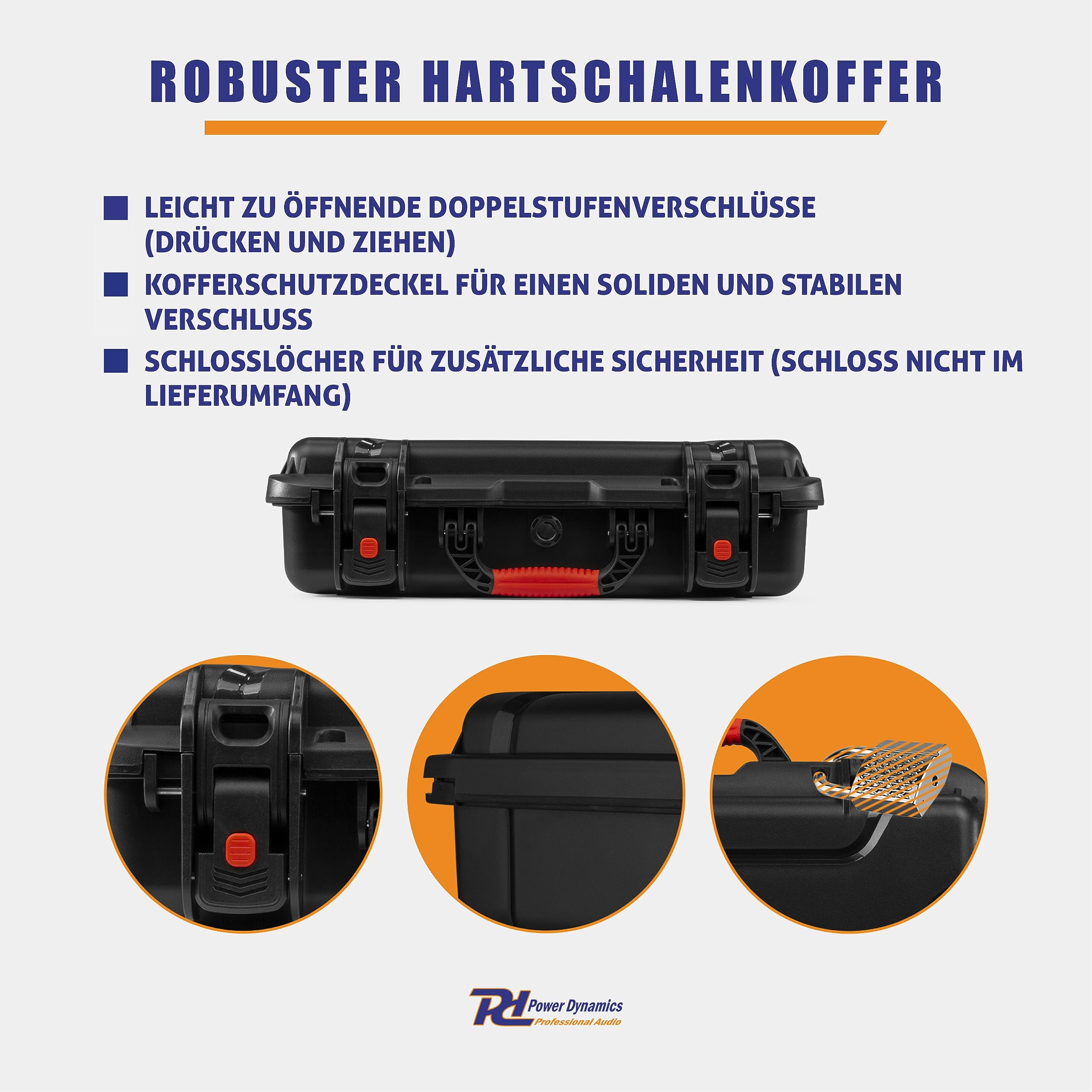 Power Dynamics GIGCase70R, Universal Hard Case Kamera Koffer Schaumstoff, DJ Koffer, Foto Koffer, Schutzkoffer, DJ Universalkoffer, Wasserdichter Koffer, Transportkoffer mit Schaumstoff, Schwarz