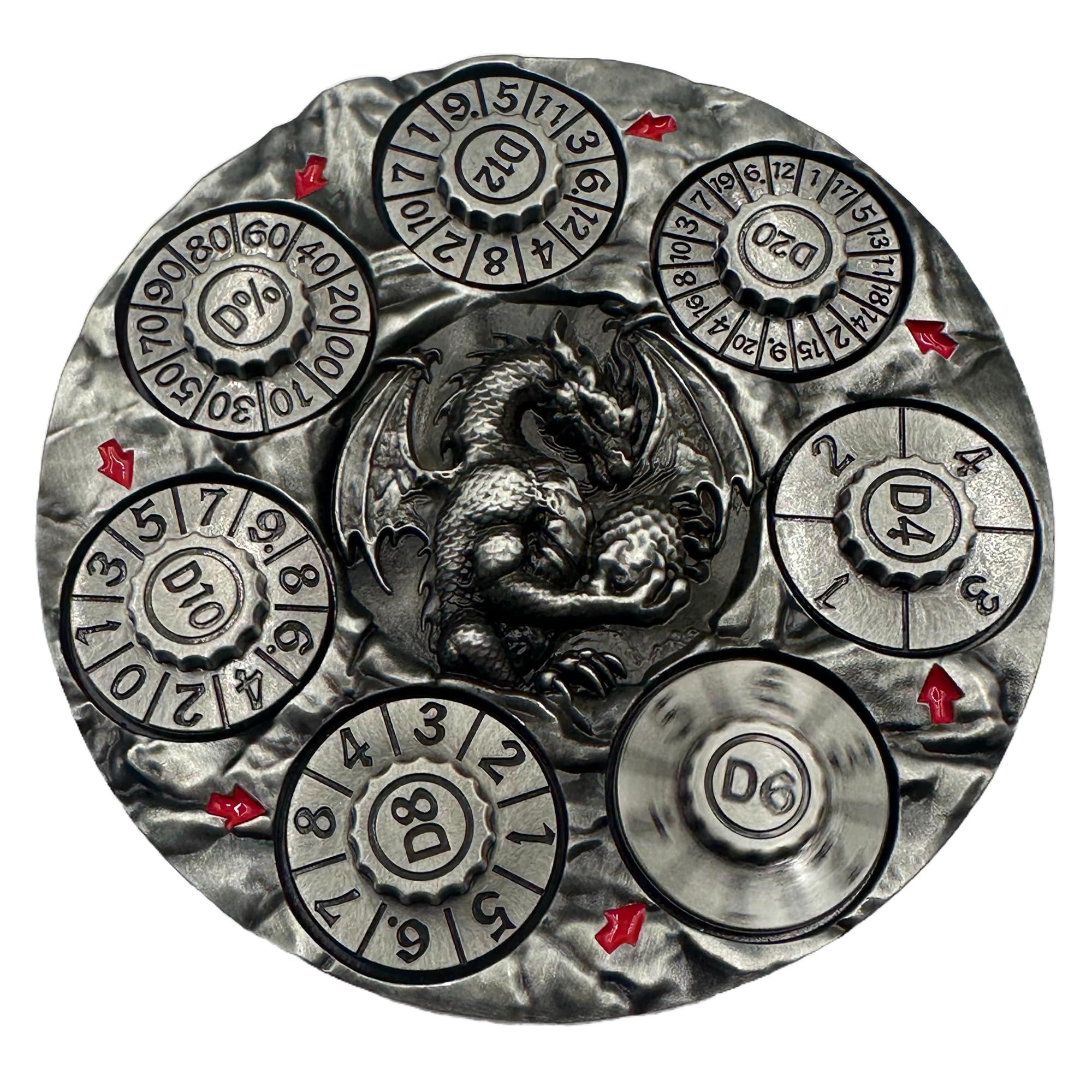 TOYVERSE 7 w 1 Fidget Spinner Polyhedral, kostka ze stopu, nadaje się do D&D, DND, RPG, MTG, Dungeons and Dragons, gier planszowych i odgrywania ról, 15 +