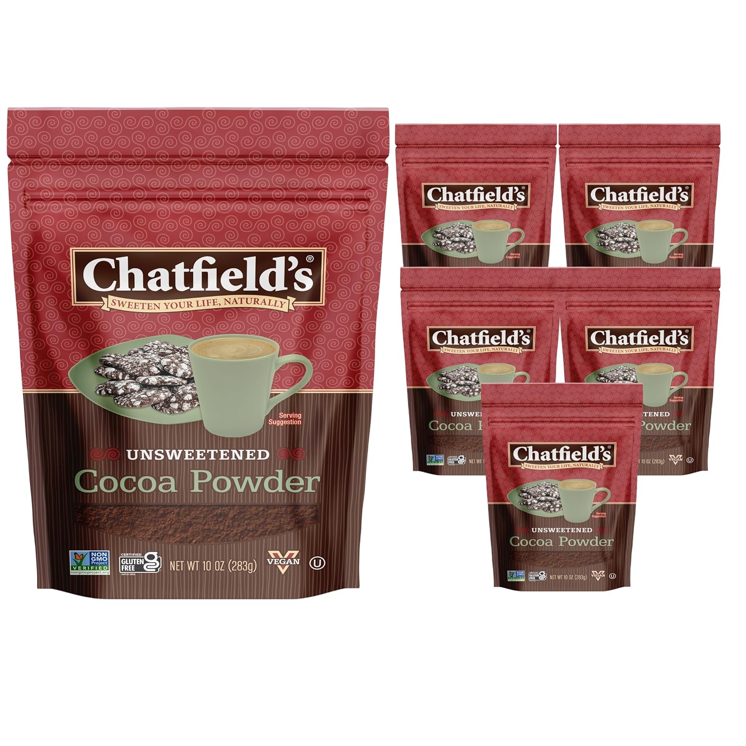 Chatfield's Premium Cocoa Powder, Vegan Friendly, Kosher, Gluten Free & Non-GMO, 10 Ounce (Pack of 6)