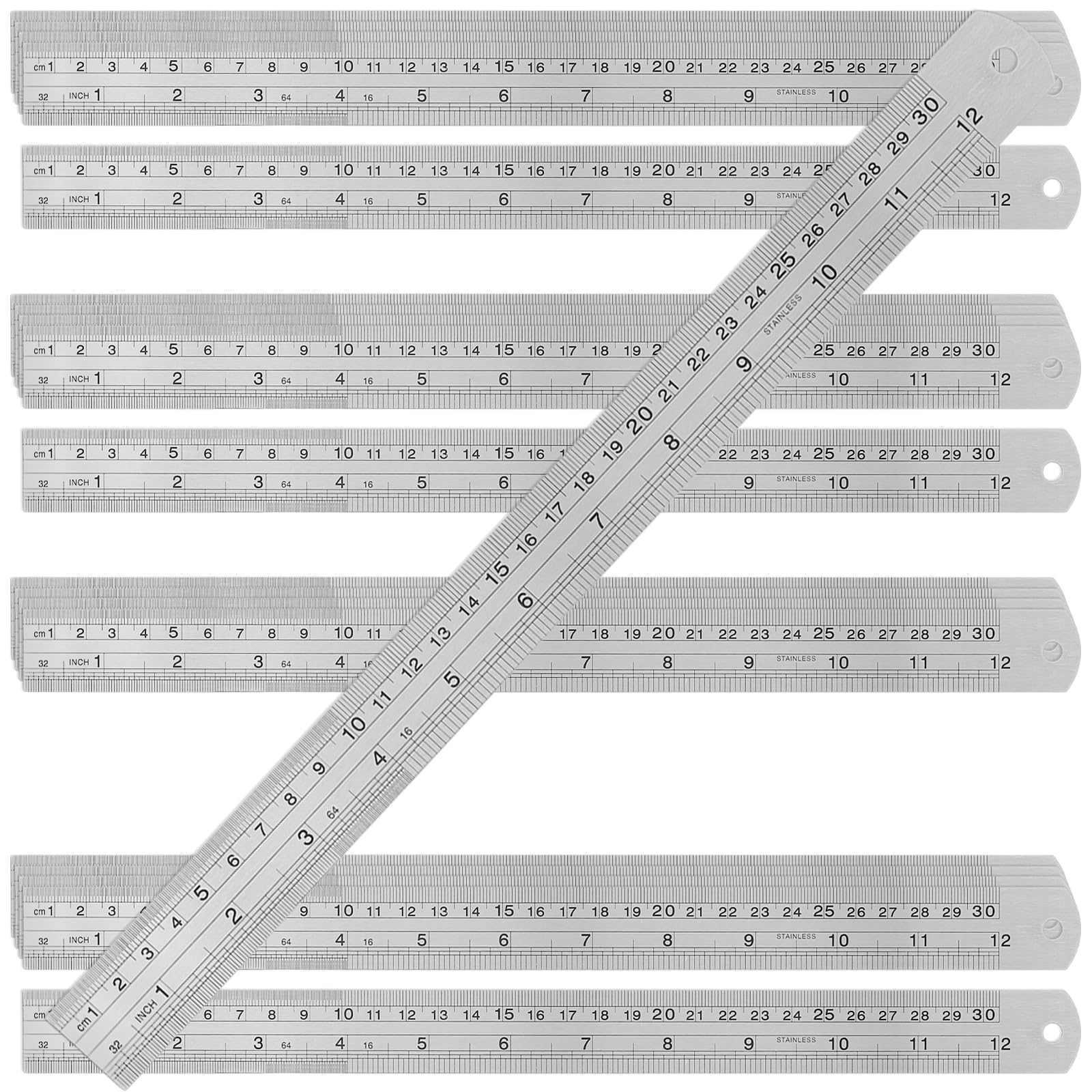 ZOENHOU 20 PCS 12 Inch Stainless Steel Ruler