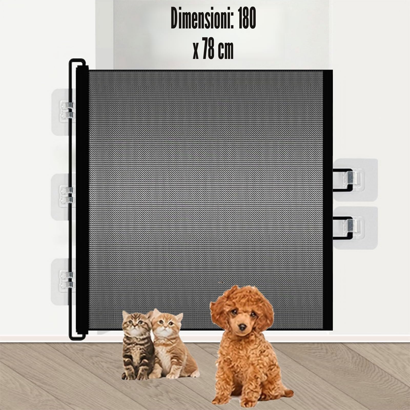 Cancelletto Sicurezza Estensibile per Bambini e Cani, Cancelletto per Bambini Estensibile, 0-180 cm Cancello per Cani Barriera di Sicurezza Regolabile, Cancello di Sicurezza Retrattile, Baby Gate Mesh