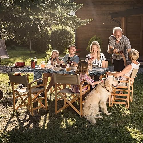 Miniatura 6 de Funda de mesa de picnic con fundas de banco de 96 x 30 pulgadas, mantel de campamento ajustable de 3 piezas con tela de campamento rectangular