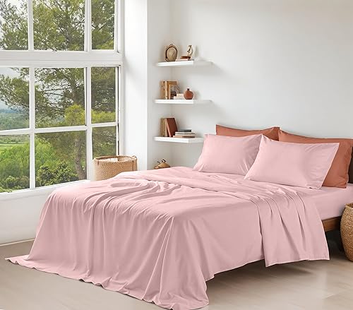 Miniatura 2 de RUVANTI Juego de sábanas de 100% algodón orgánico tamaño King, tejido percal, certificado GOTS, juego de 4 piezas, bolsillo profundo de 15", ropa de