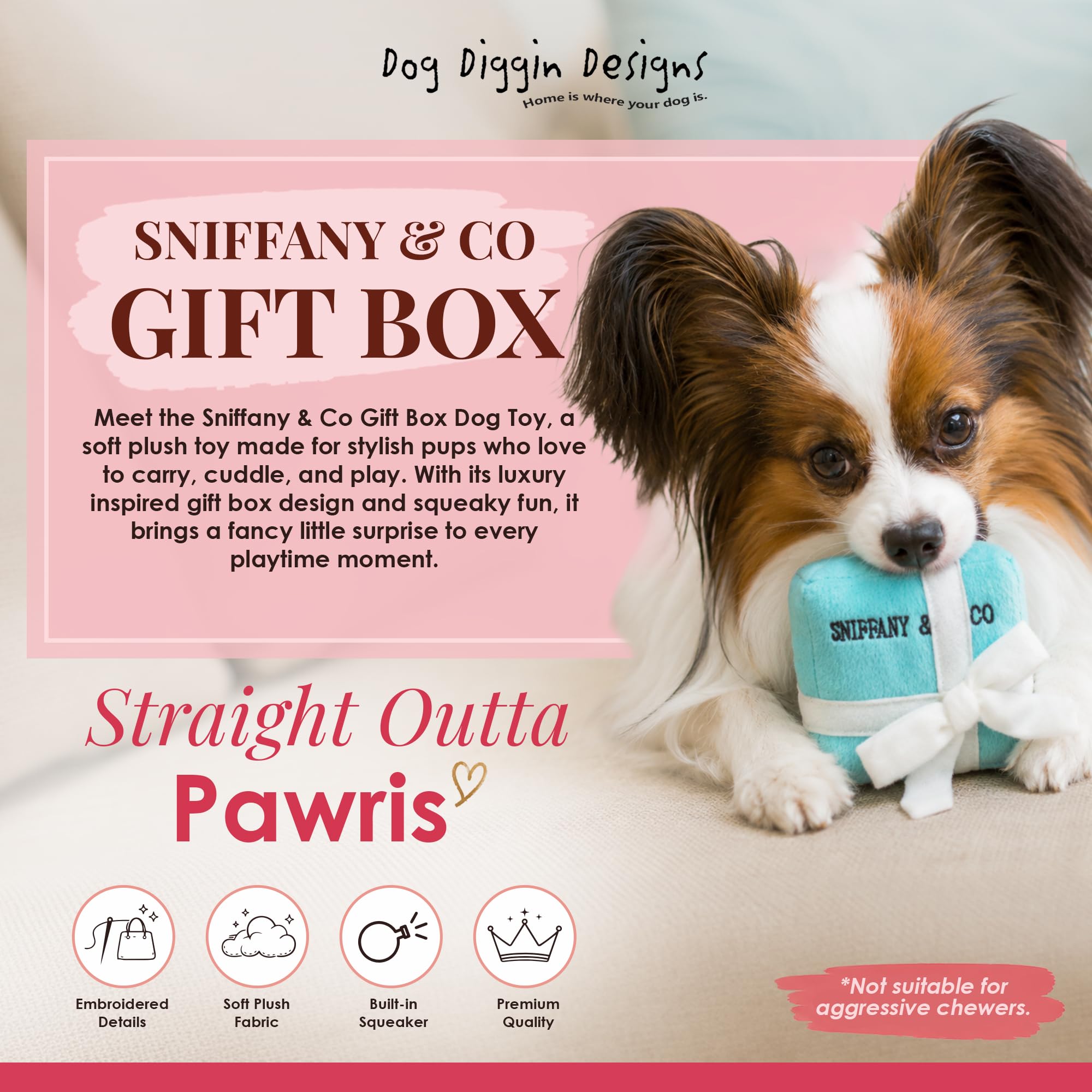 Dog Diggin Designs Sniffany and Co Jouet en Peluche avec couineur pour Chien