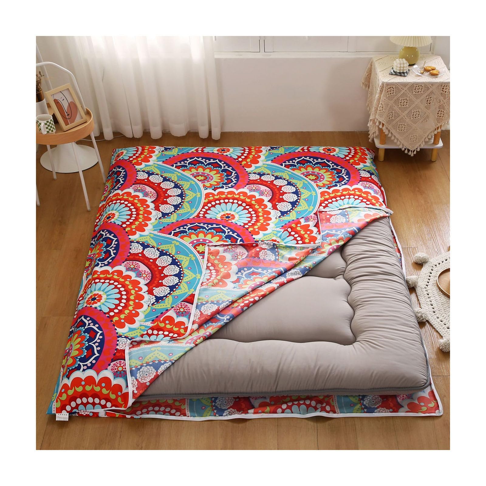 Housse de matelas futon amovible avec fermeture éclair couvercle anti-poussière coton