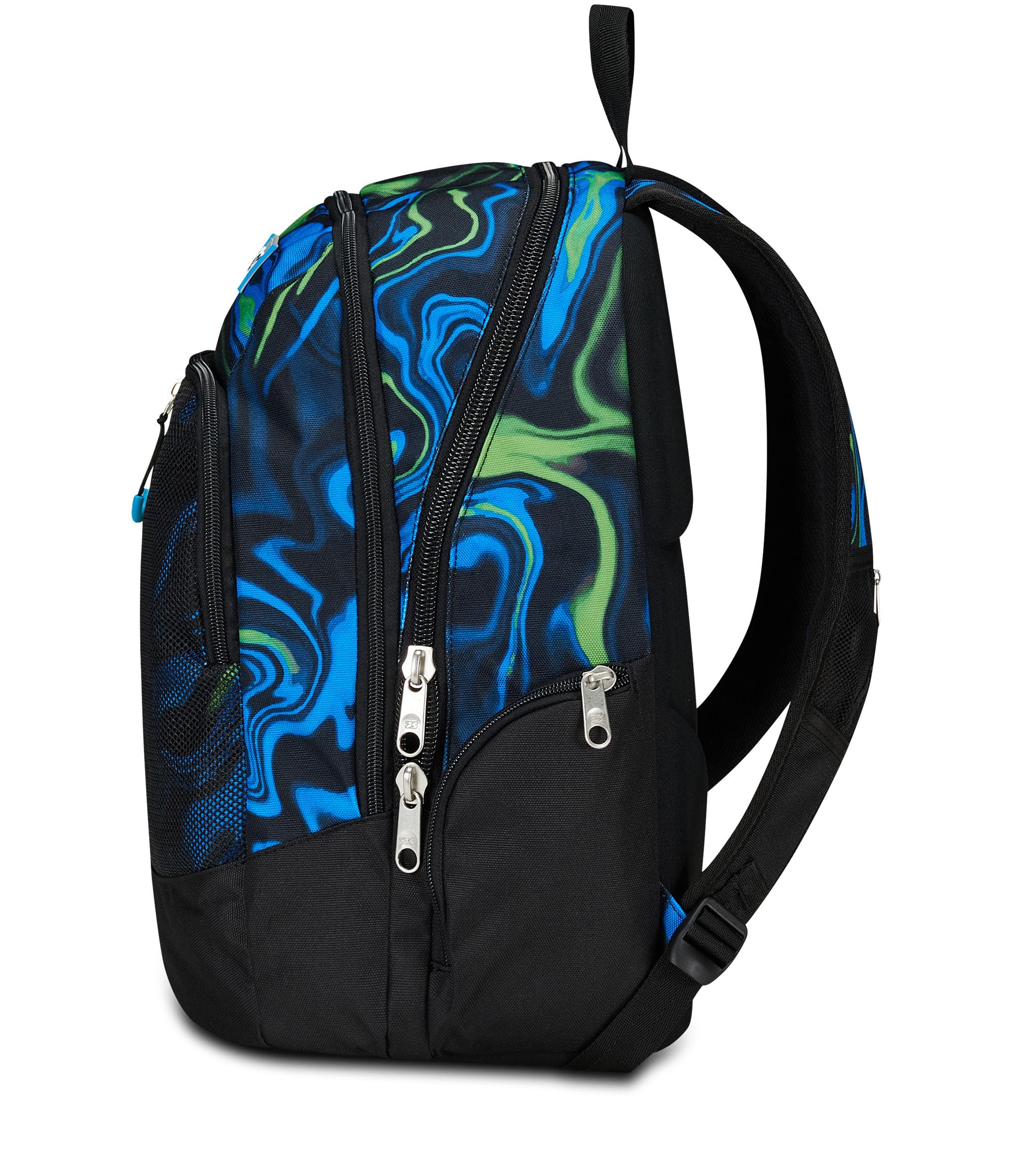 Seven Zaino Scuola Advanced, Nero Blu, Multi-Shade Boy, Zaino Doppio Scomparto Con Cassa Speaker Wireless Su Spallaccio, Tasca Porta PC o Tablet, Tasca Porta Borraccia e Organizer, Zaino Scuole Medie