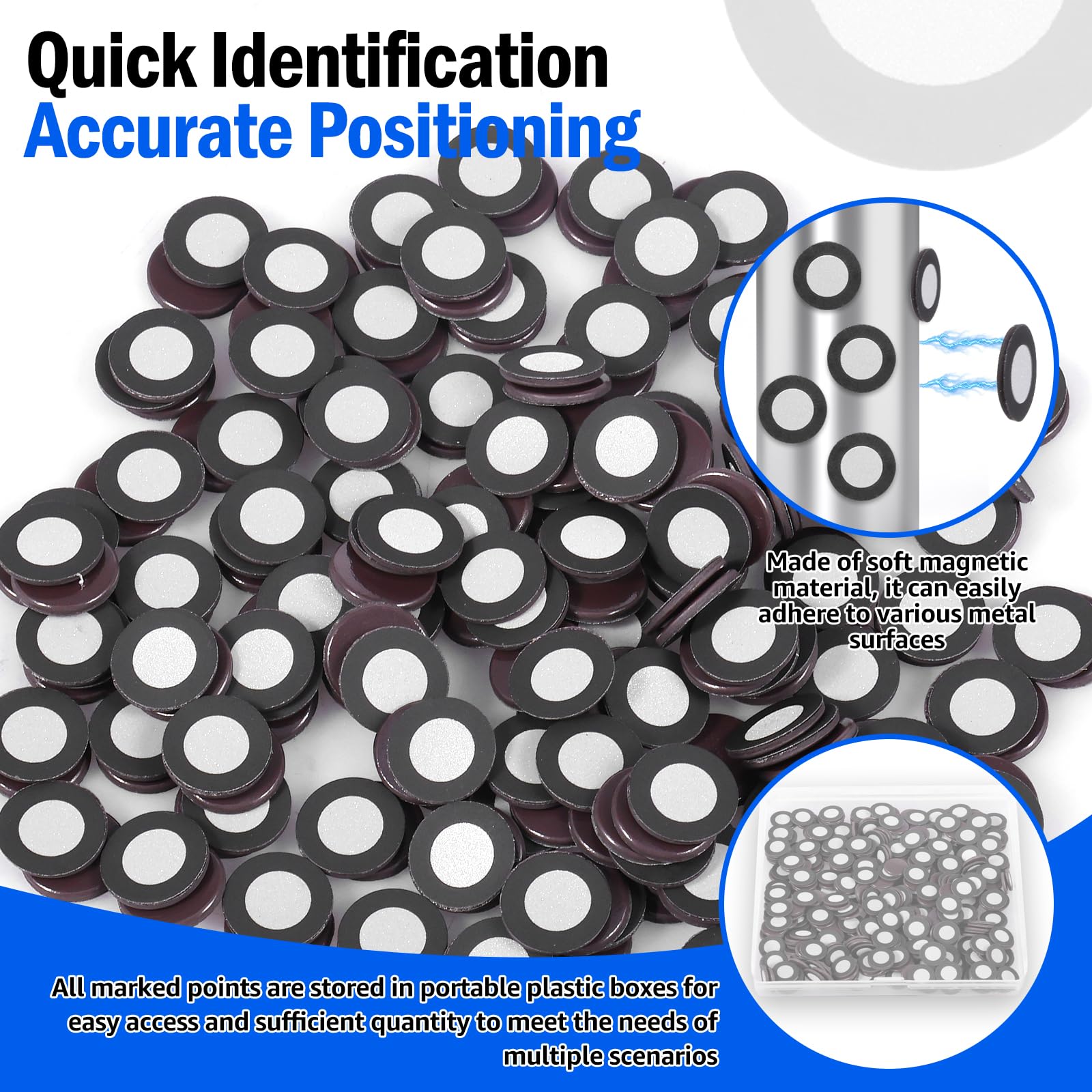200/400 marcadores magnéticos para escáner 3D, escáner magnético 3D, interior de 6,0 mm, exterior 10 mm, punto de seguimiento, punto de referencia altamente reflectante, para escanear (negro, 400