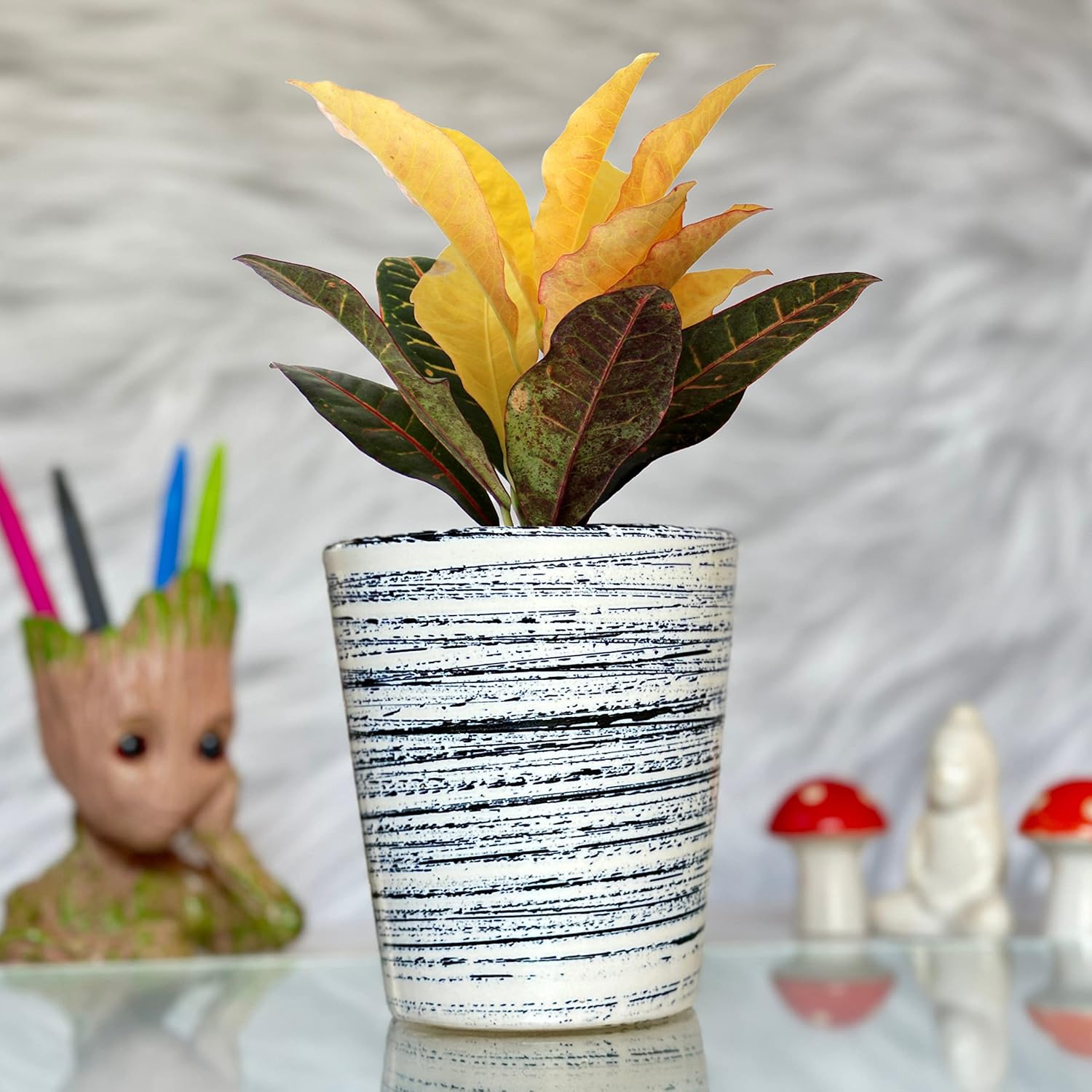 Indian Gardens Ceramic Glass Blue Colour pots for Plants (Plant Not